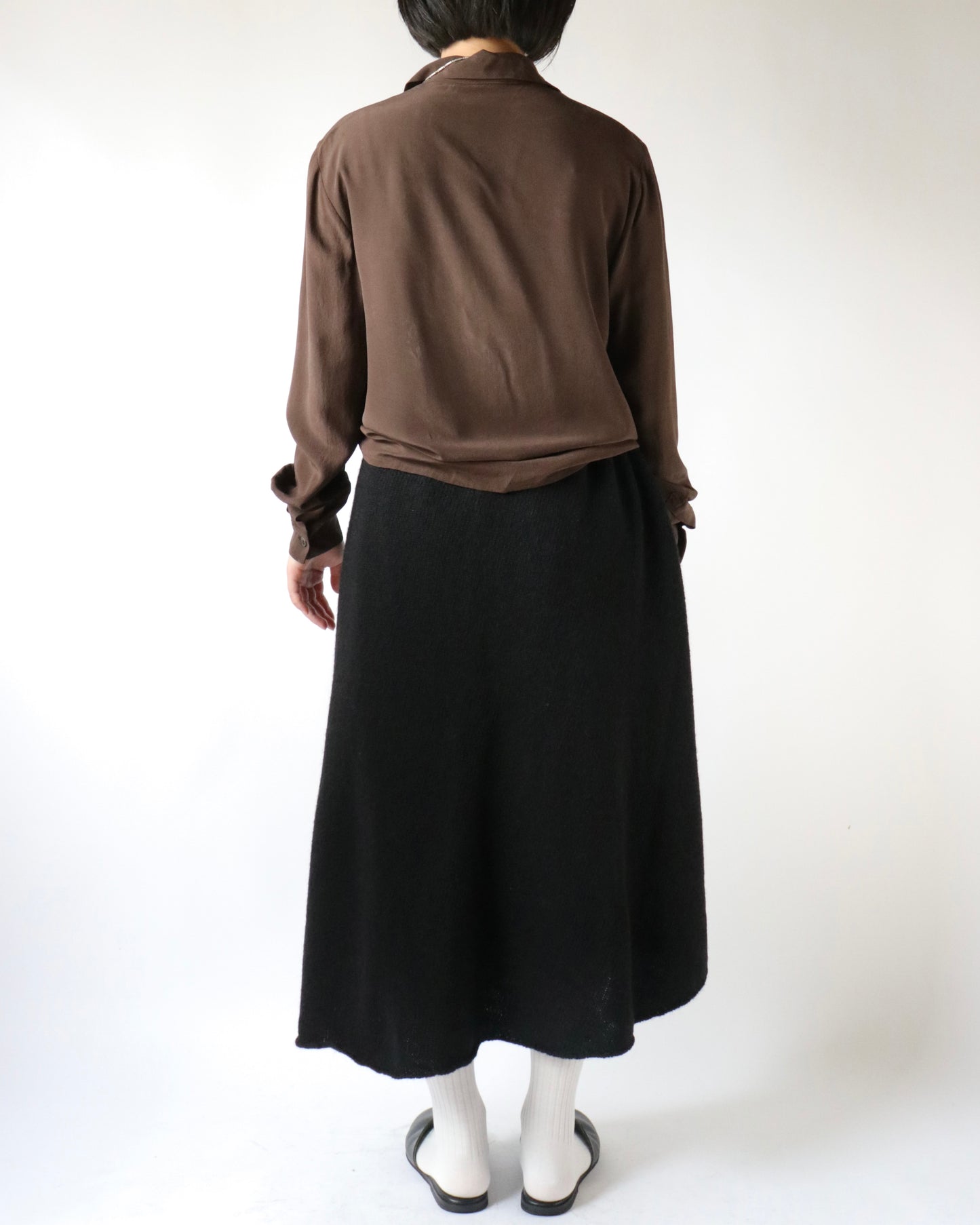 E RT N°52 Draped shetland skirt