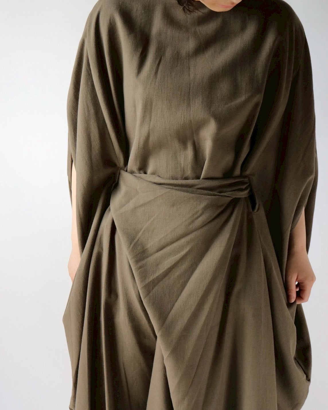 Cotton cashmere circle wrapped dress