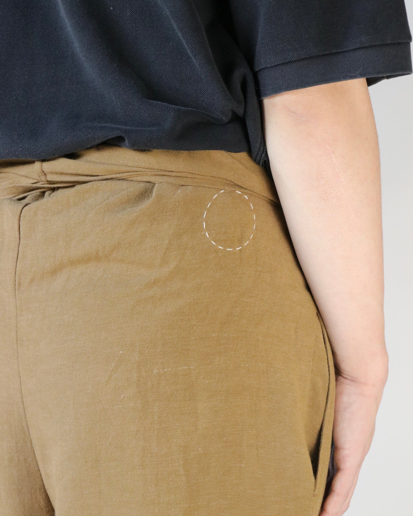 Old linen viscose canvas wrappped pants