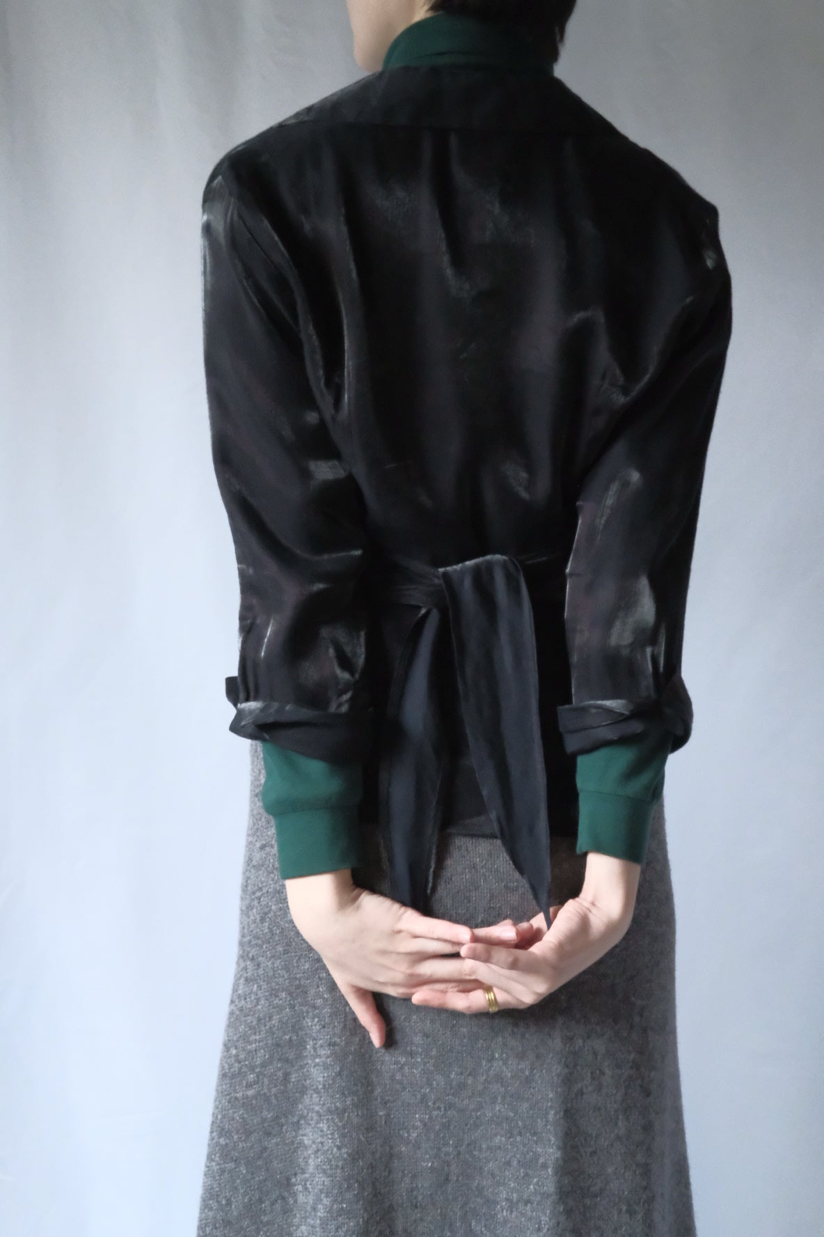 80s Shiny wrap shirt
