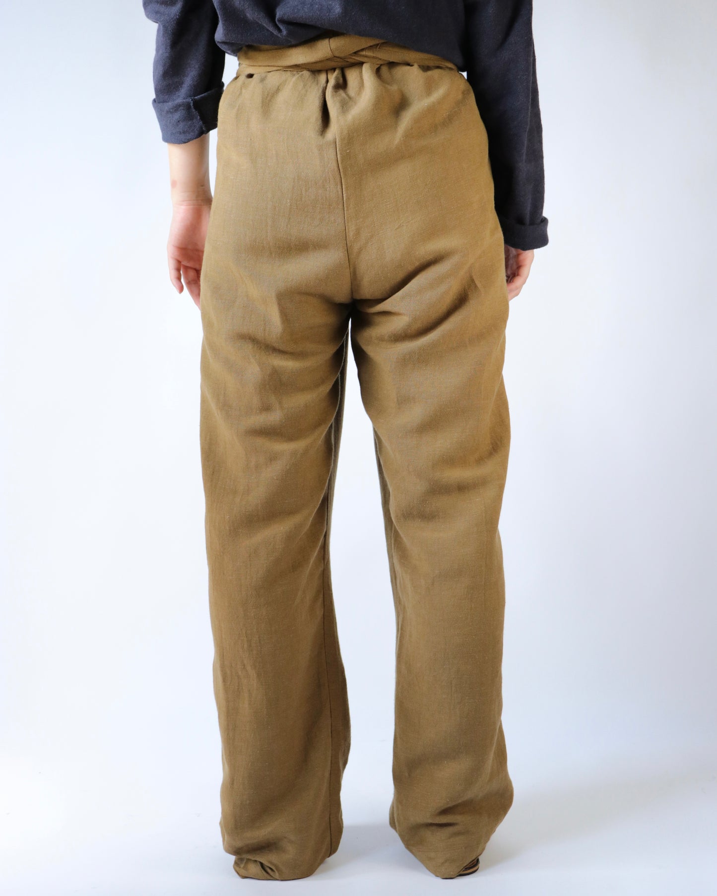 Old linen viscose canvas wrappped pants