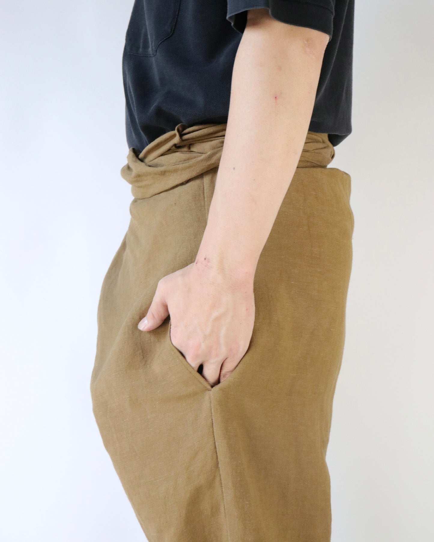 Old linen viscose canvas wrappped pants