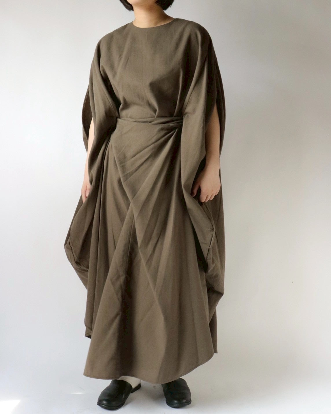 Cotton cashmere circle wrapped dress