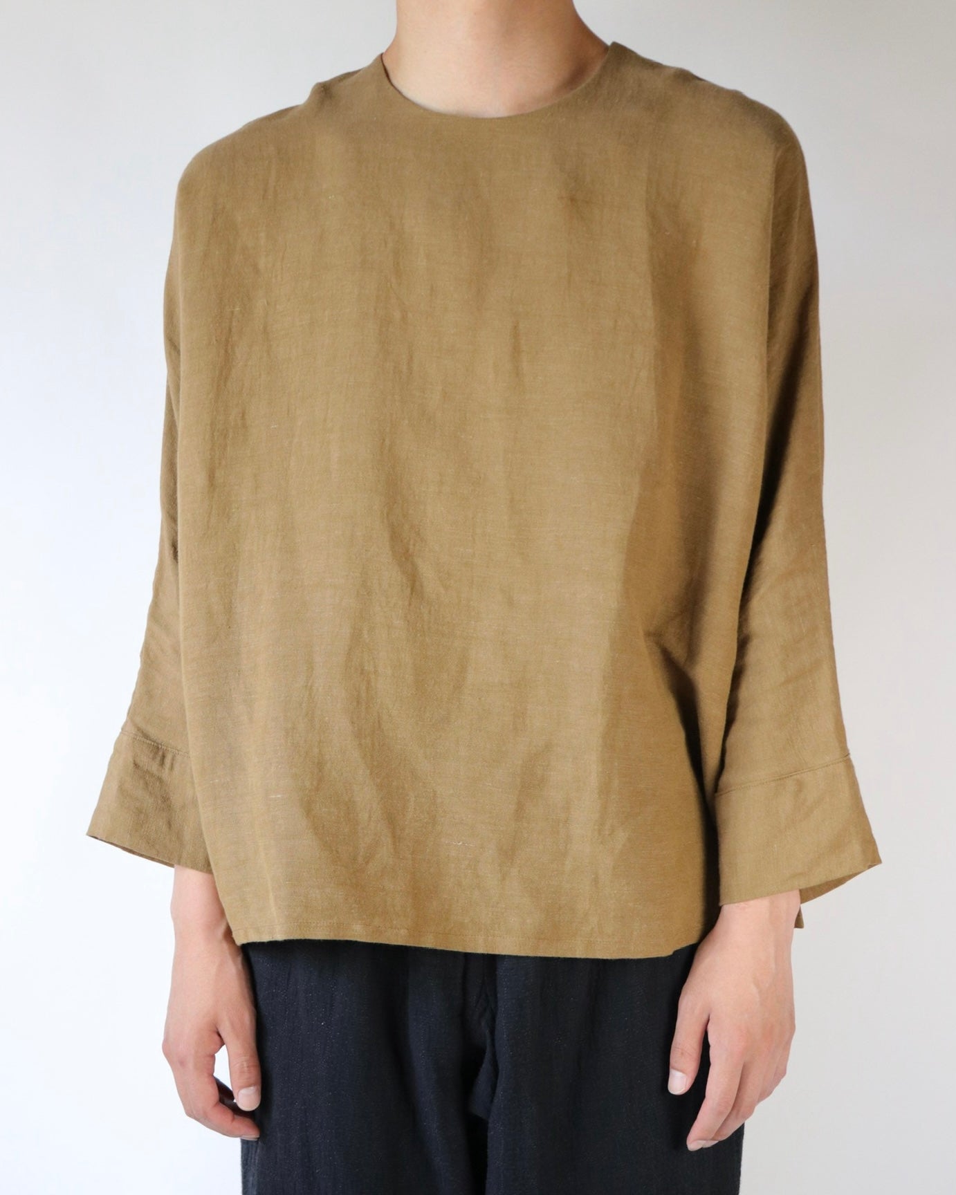 Old linen viscose canvas dolman sleeve top