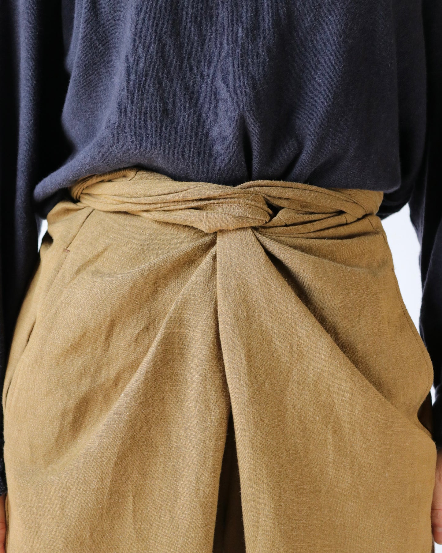 Old linen viscose canvas wrappped pants