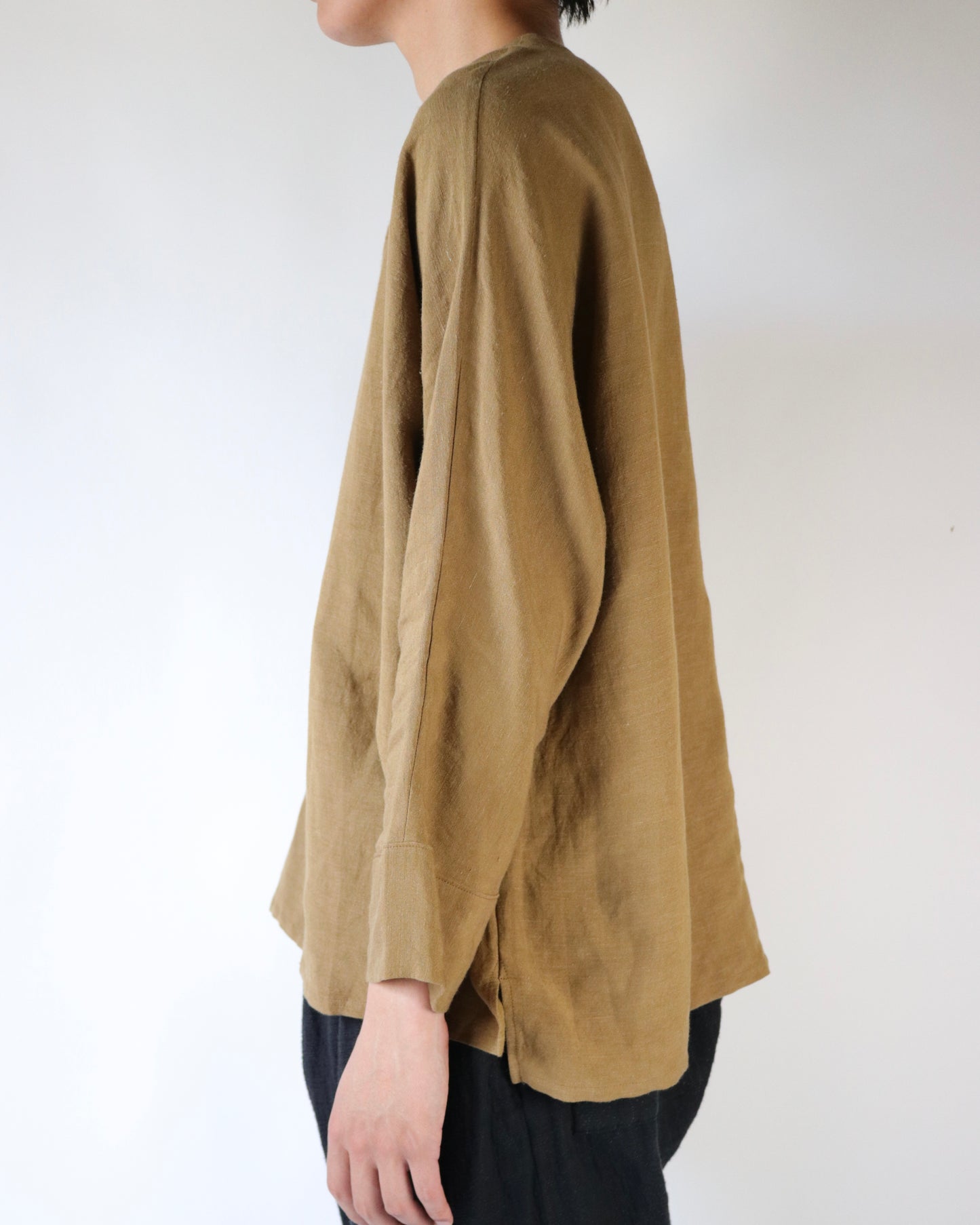 Old linen viscose canvas dolman sleeve top