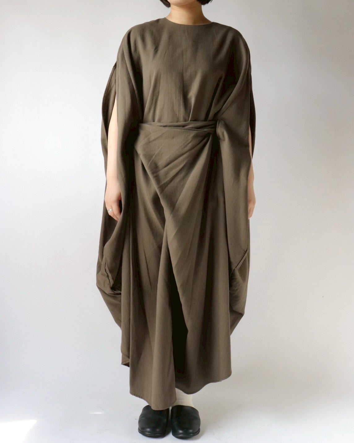 Cotton cashmere circle wrapped dress