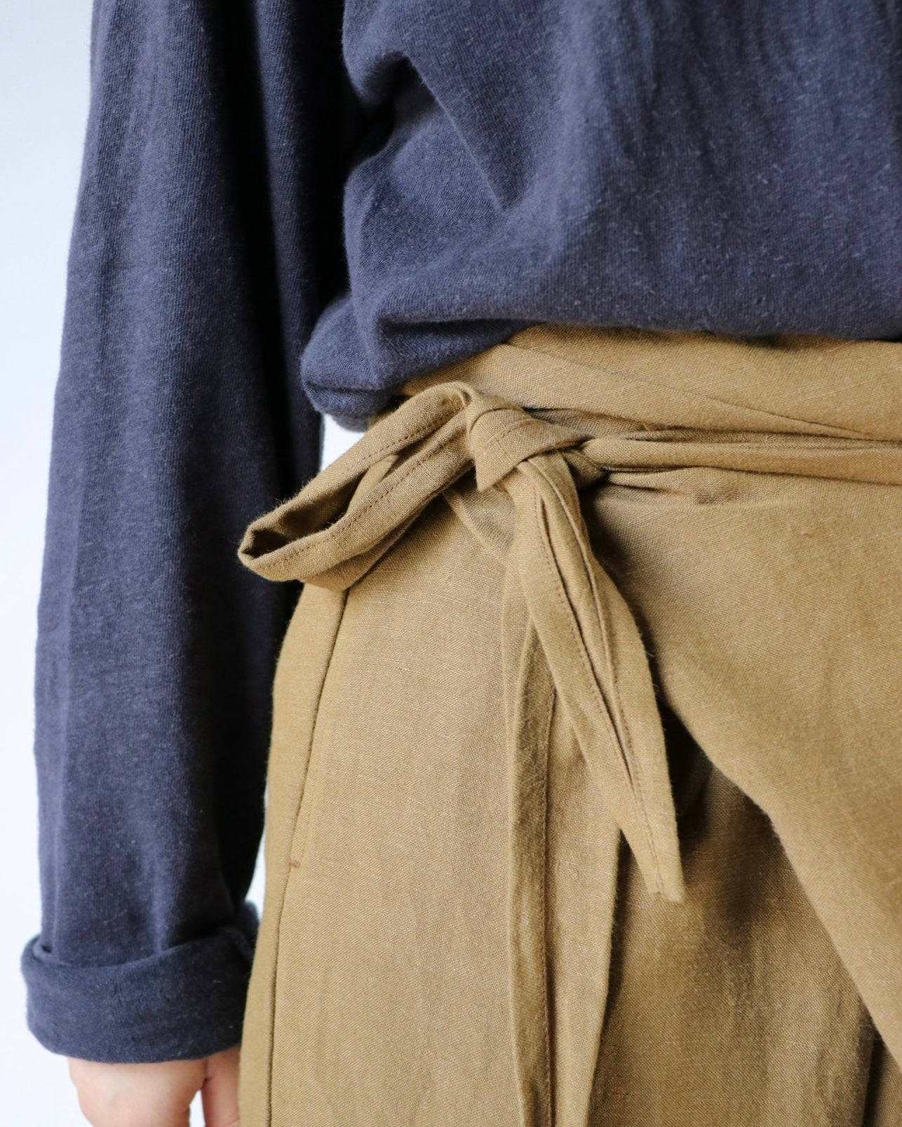 Old linen viscose canvas wrappped pants