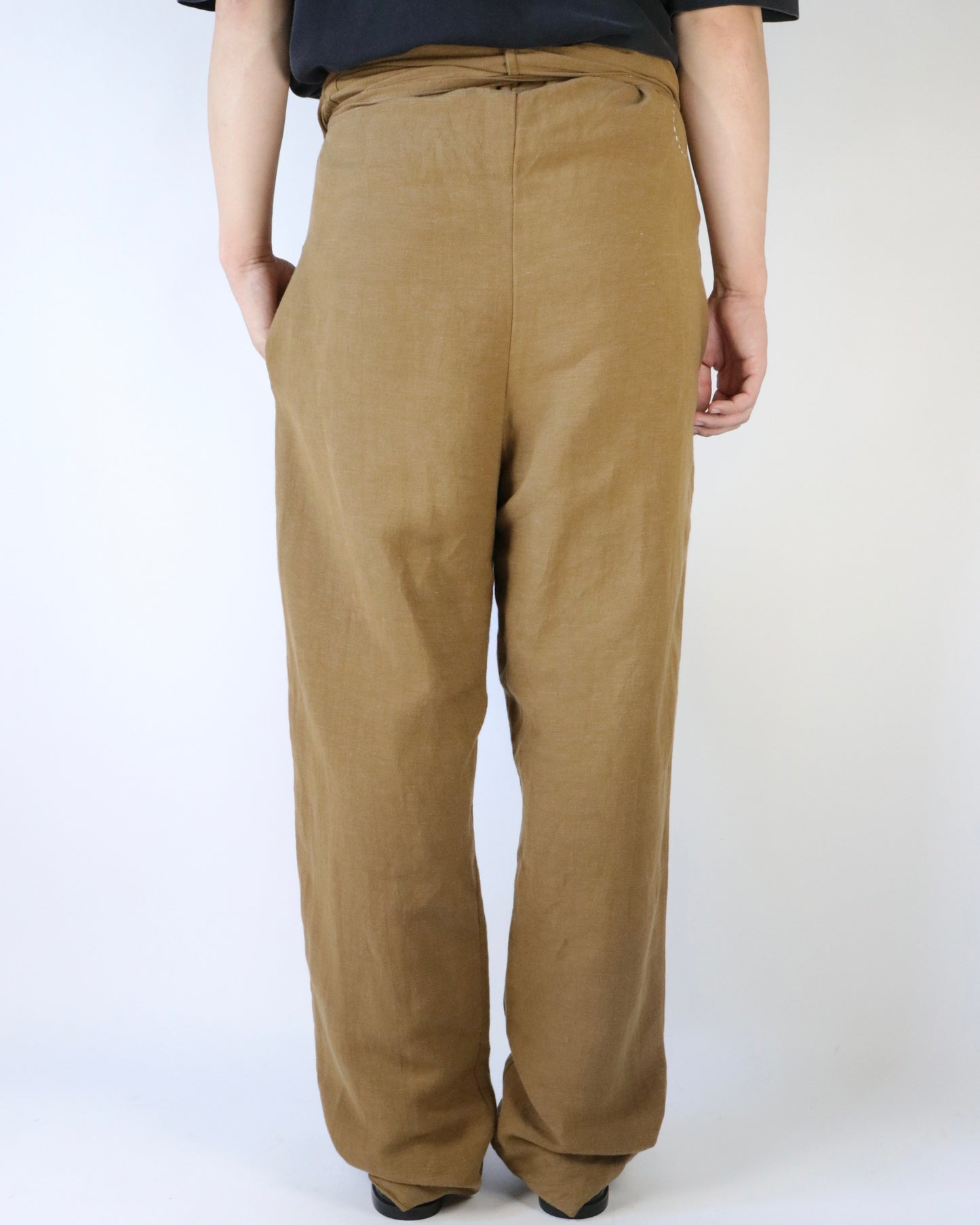 Old linen viscose canvas wrappped pants
