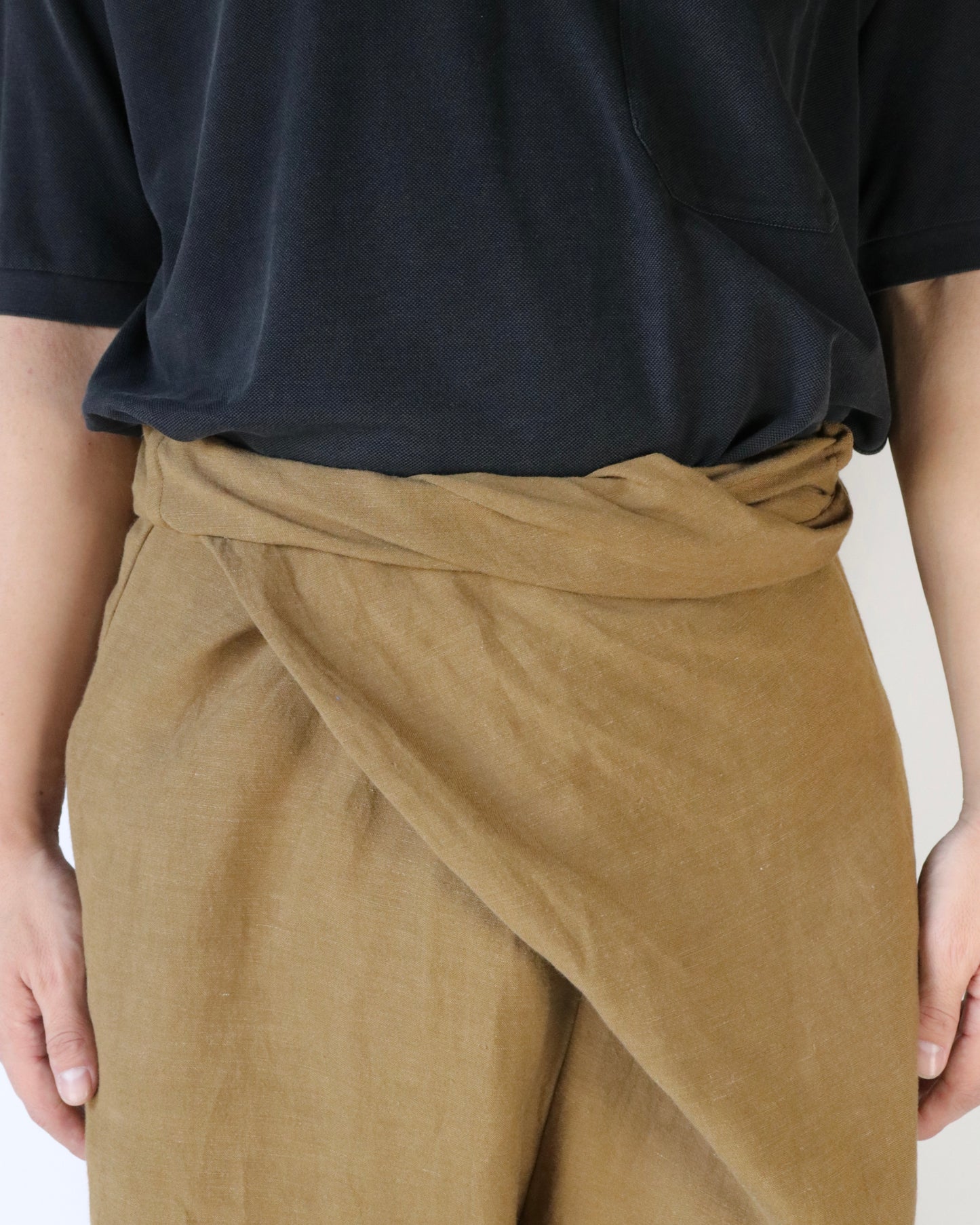 Old linen viscose canvas wrappped pants