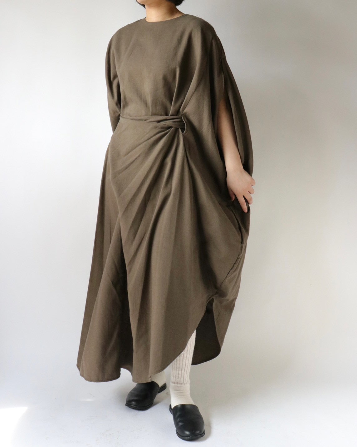 Cotton cashmere circle wrapped dress
