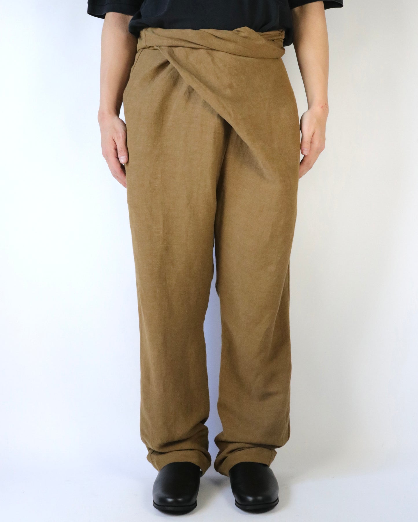 Old linen viscose canvas wrappped pants