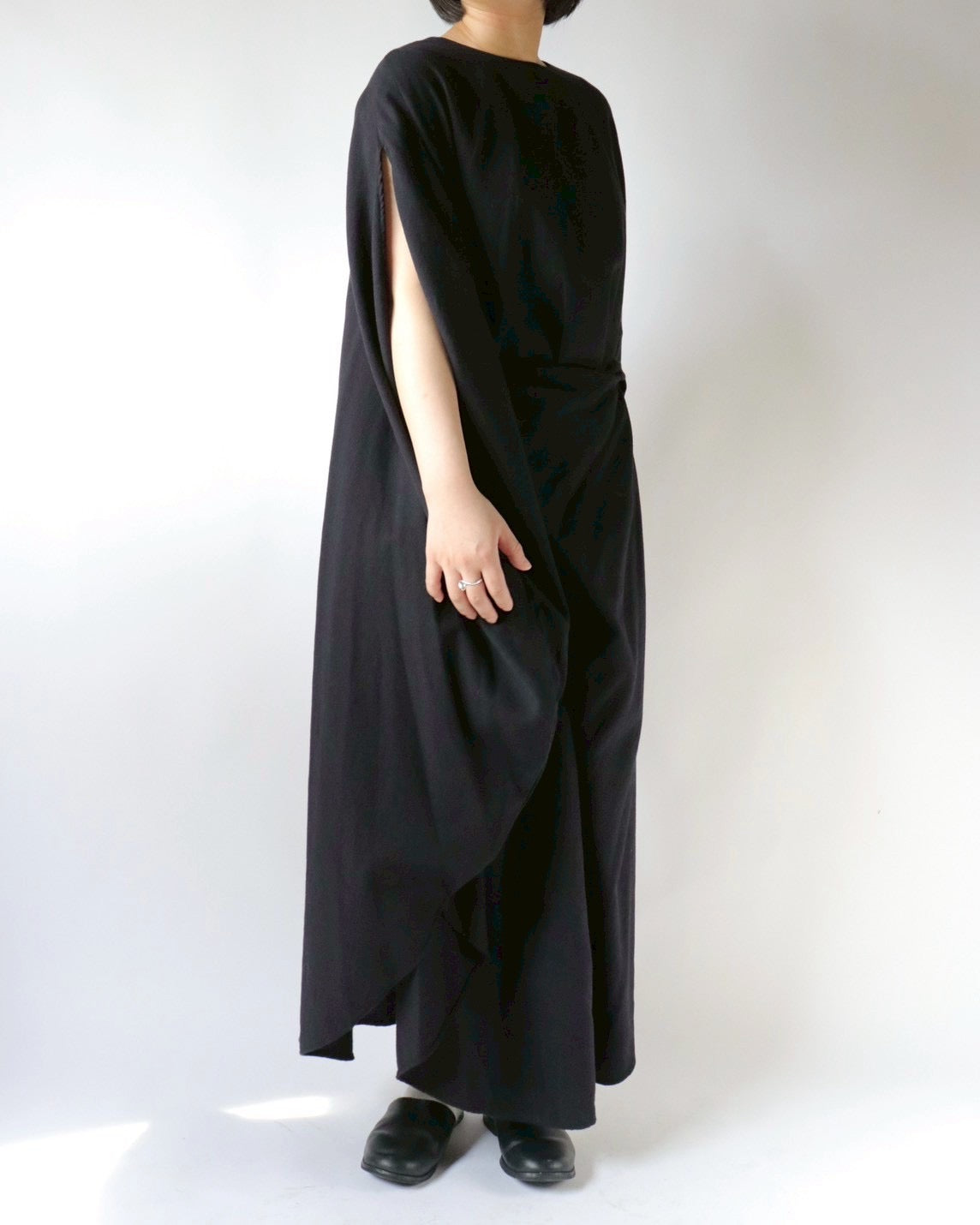 Cotton cashmere circle wrapped dress