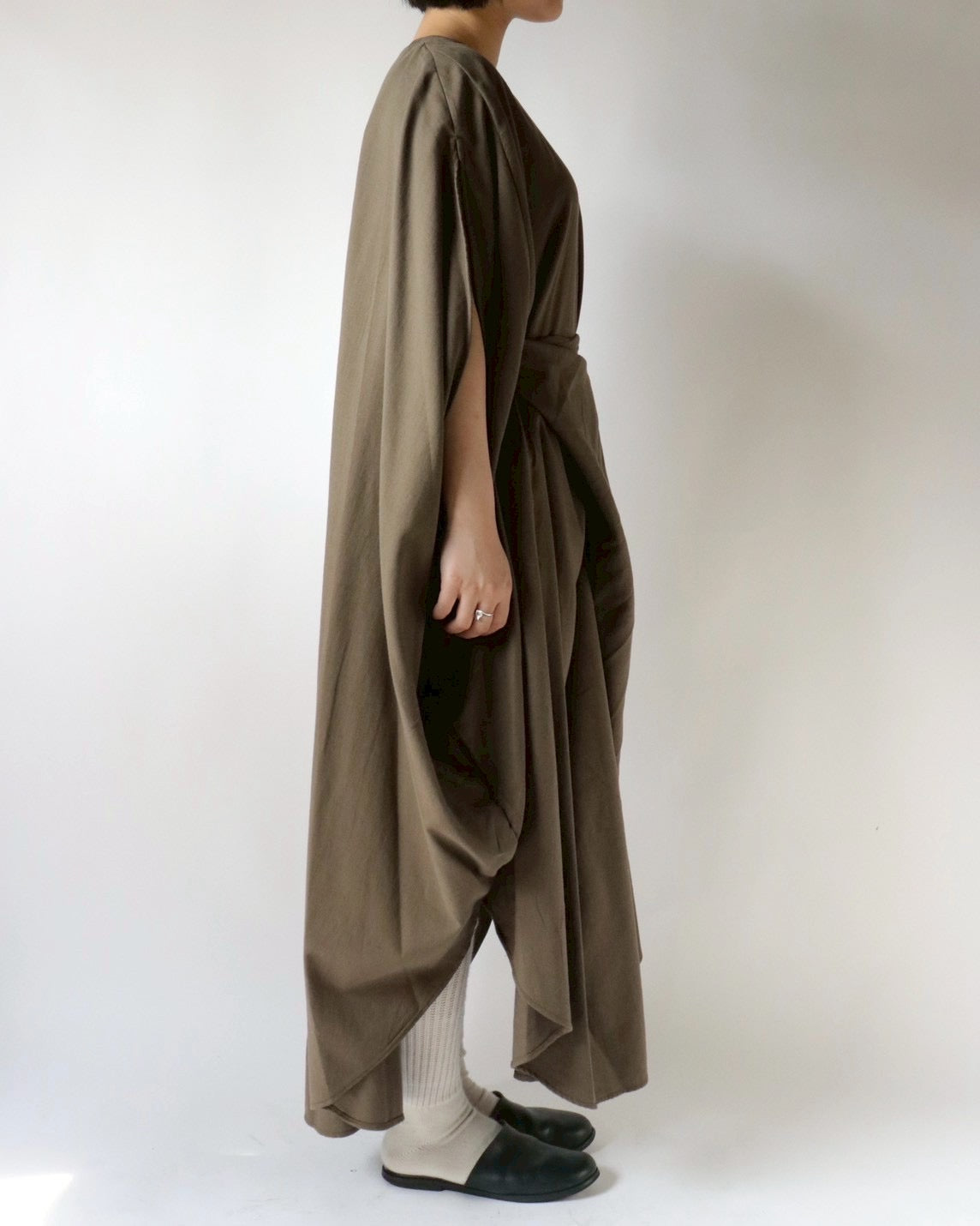 Cotton cashmere circle wrapped dress