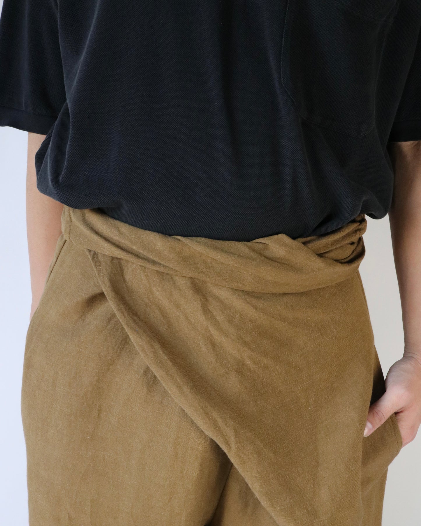 Old linen viscose canvas wrappped pants