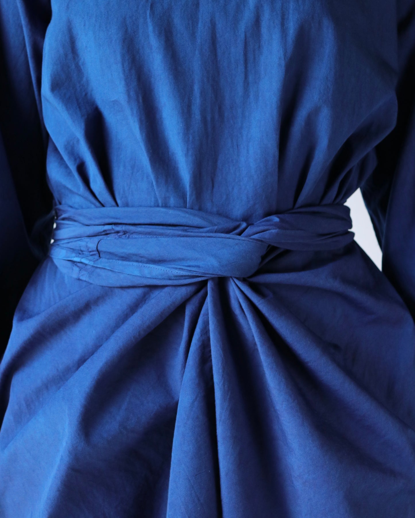 Organic cotton broad daily wrapped dress / Ryukyu indigo