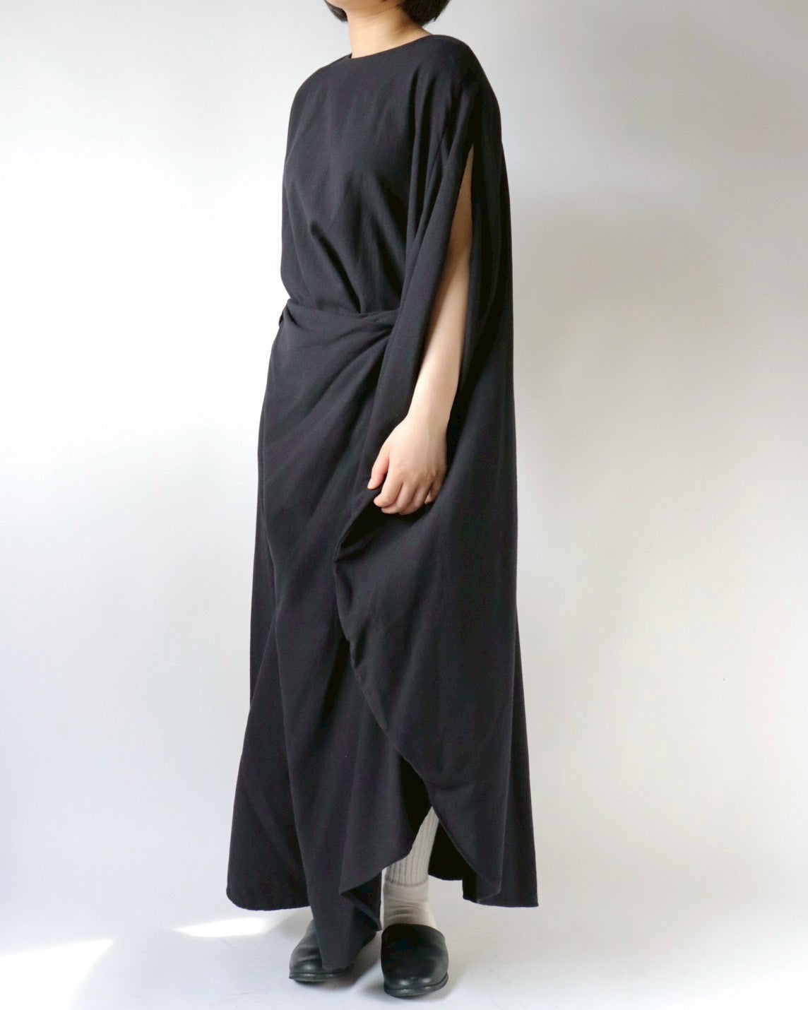 Cotton cashmere circle wrapped dress
