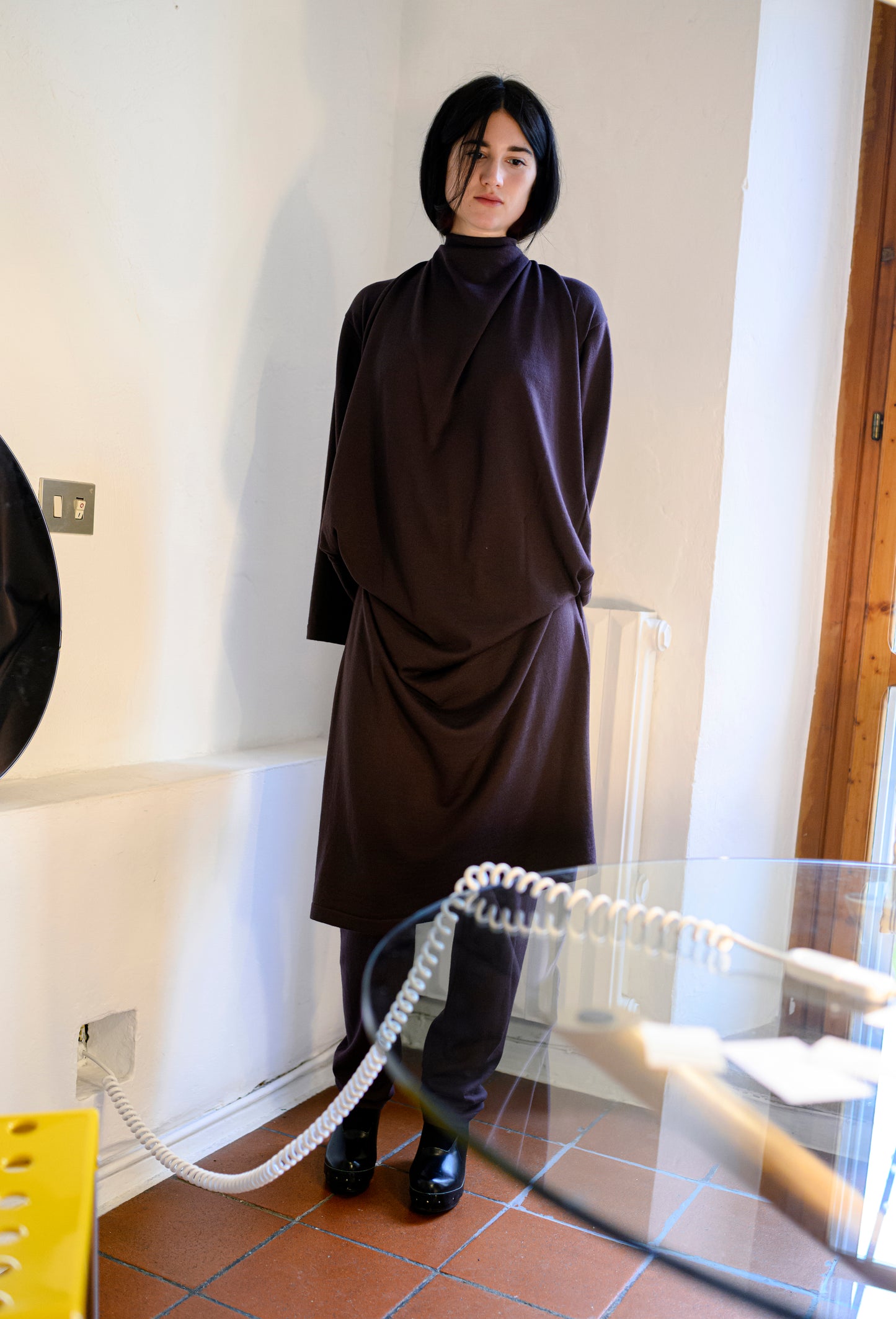 E RT N°45 Merino boat-neck dress