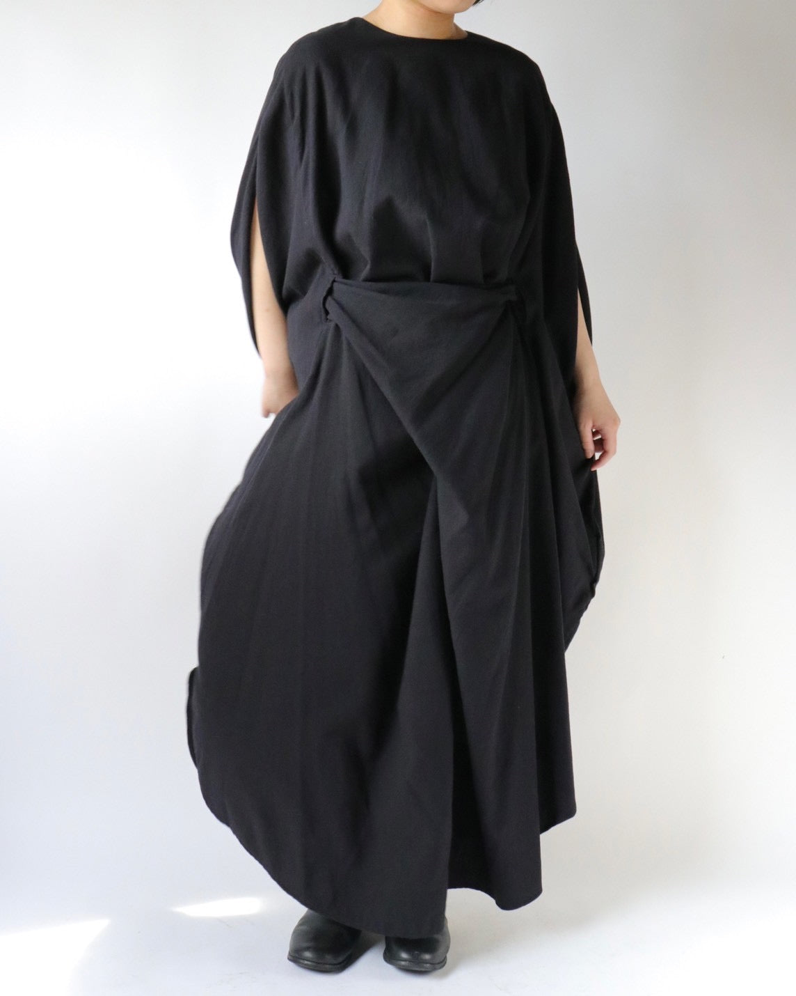 Cotton cashmere circle wrapped dress