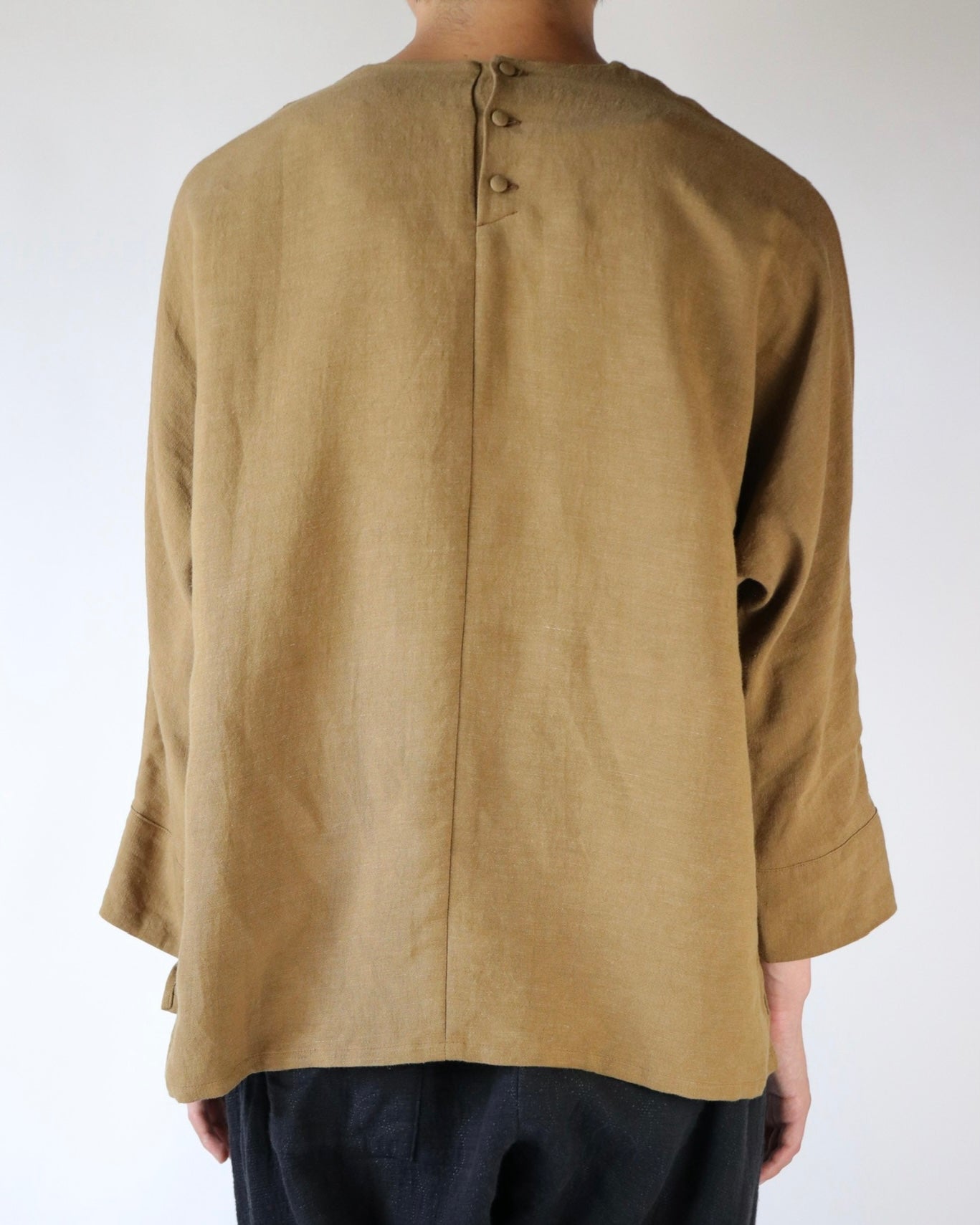 Old linen viscose canvas dolman sleeve top