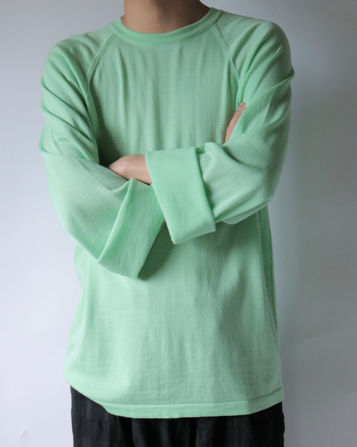 E RT / Merino long sleeve tee / Light Green