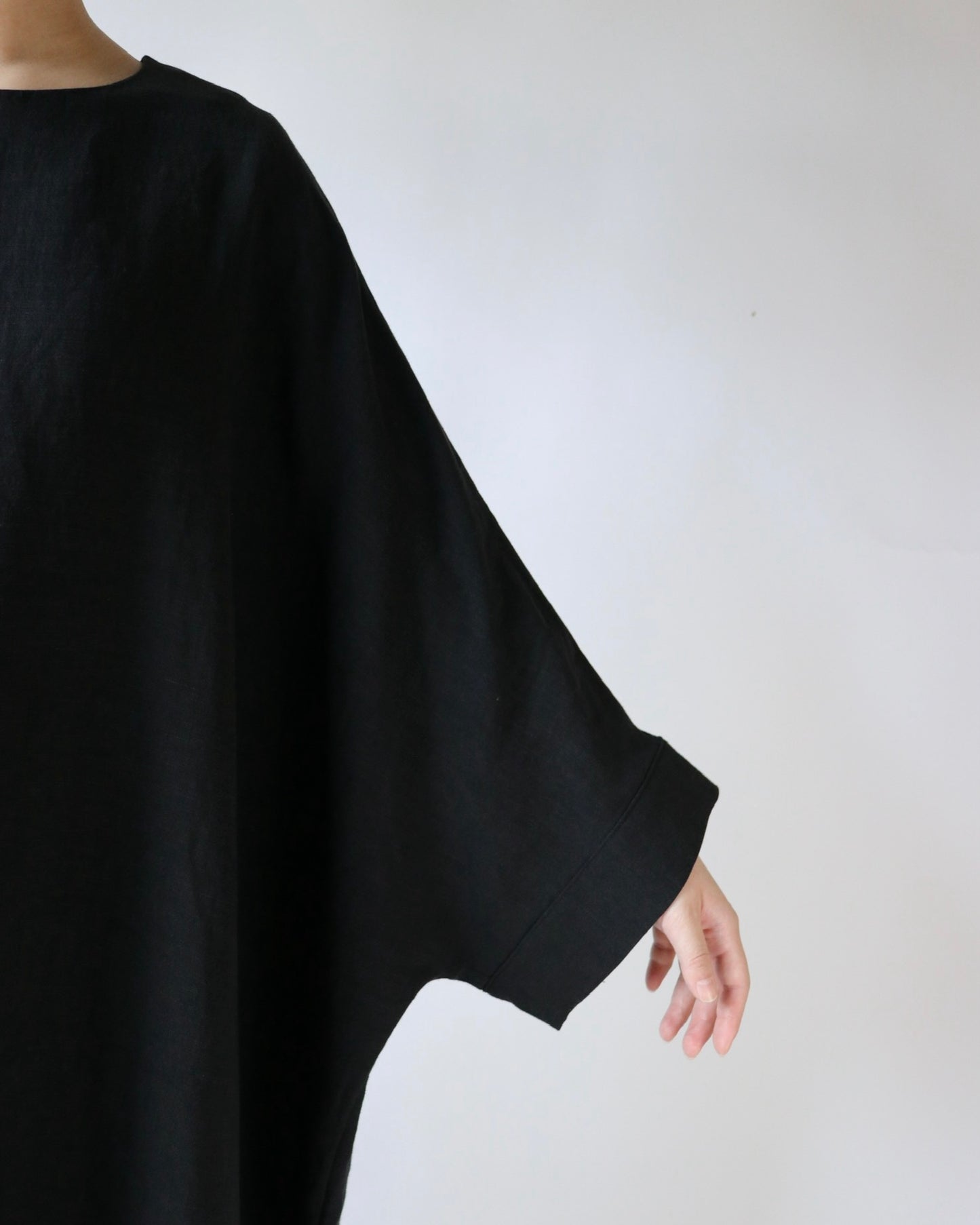 Old linen viscose canvas dolman sleeve dress