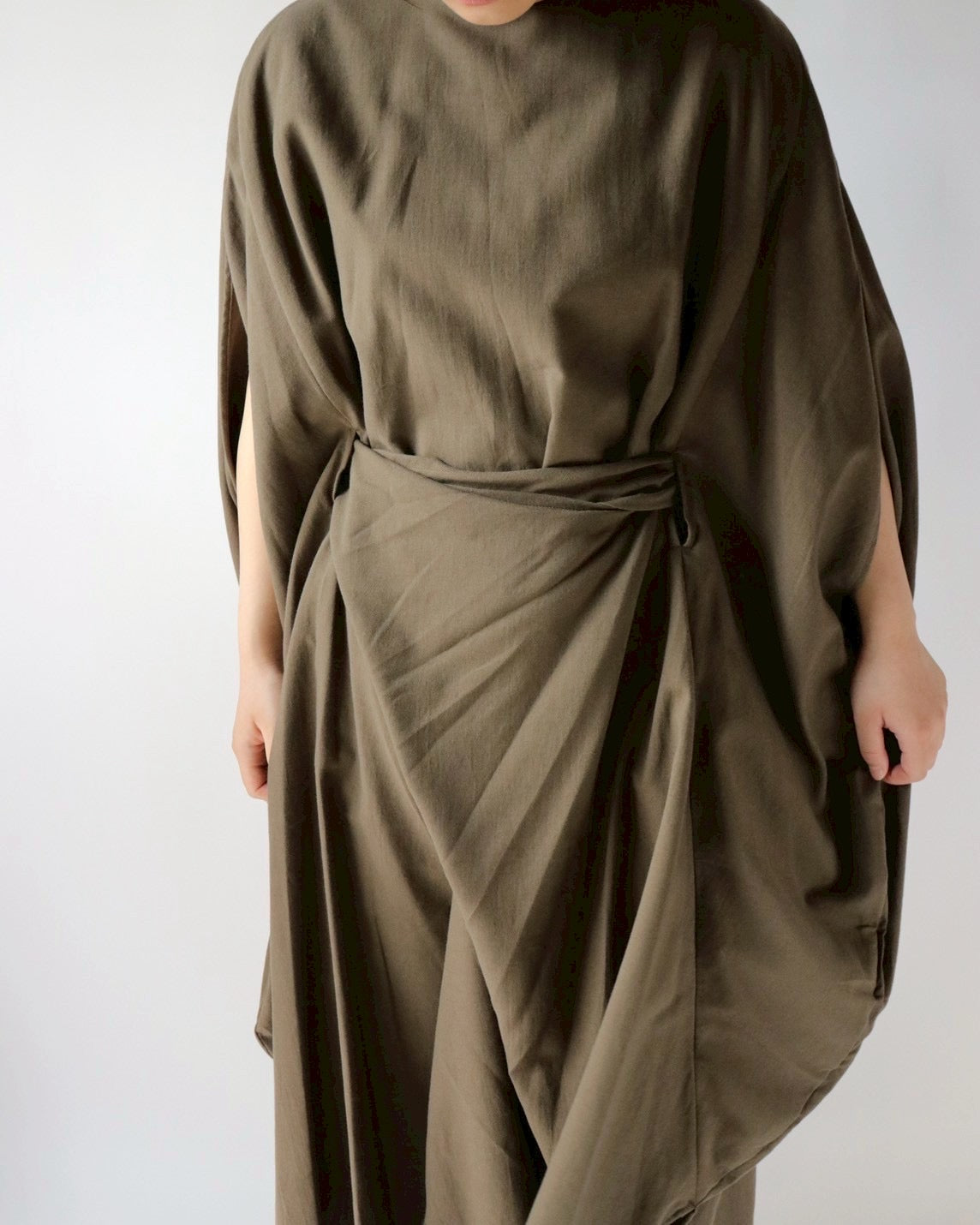 Cotton cashmere circle wrapped dress