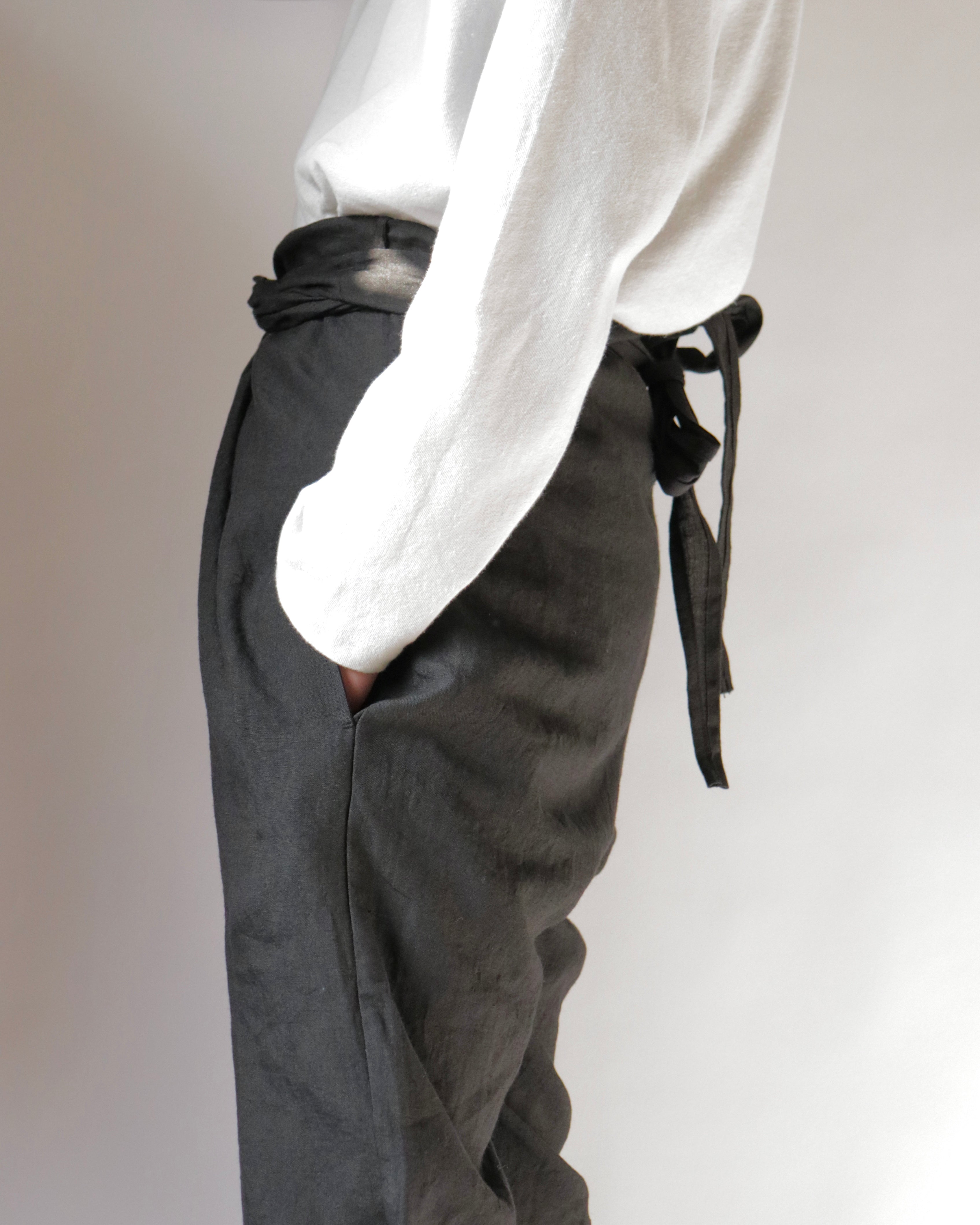 Linen sheeting wrapped pants