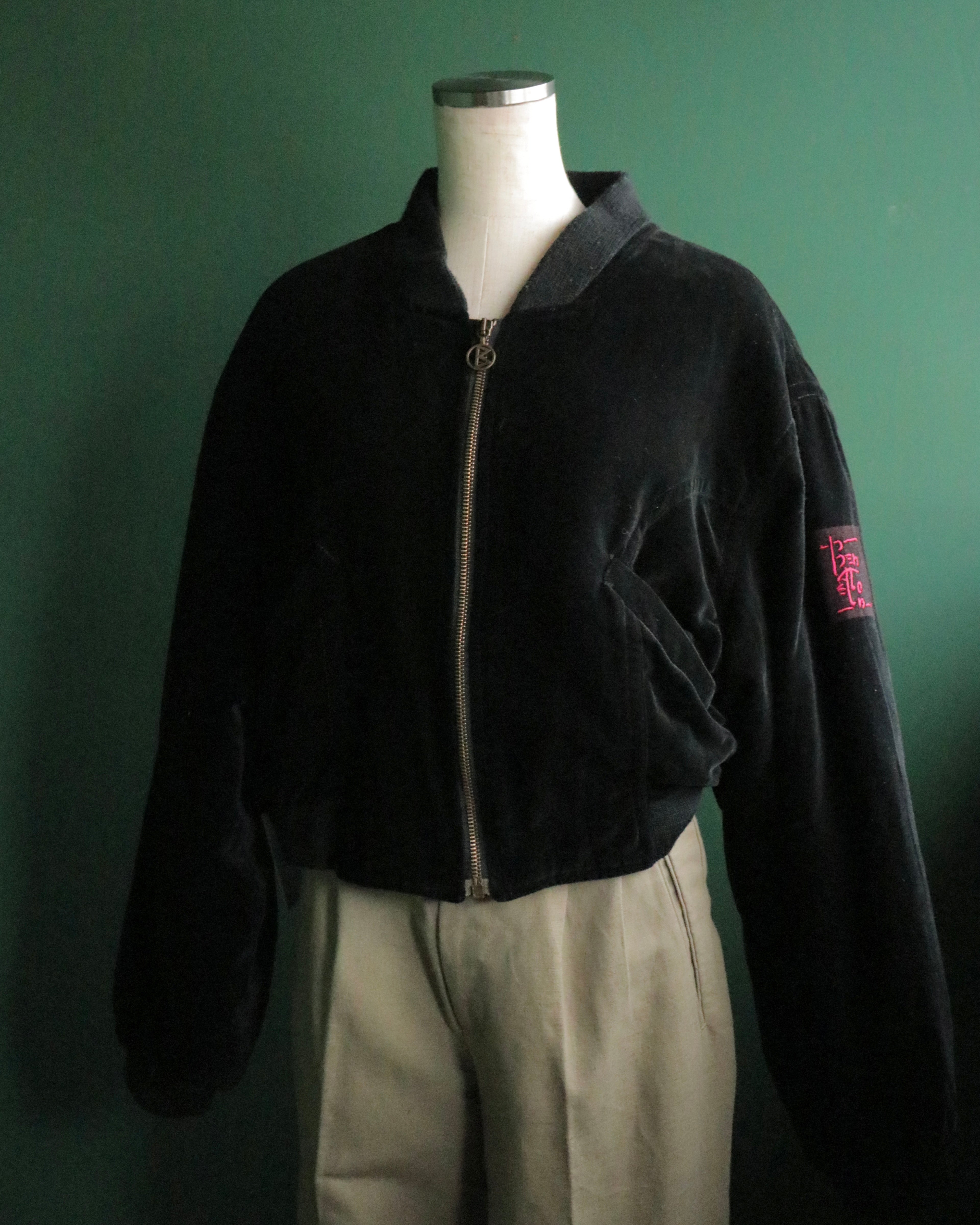 90s benetton velvet bomber jacket