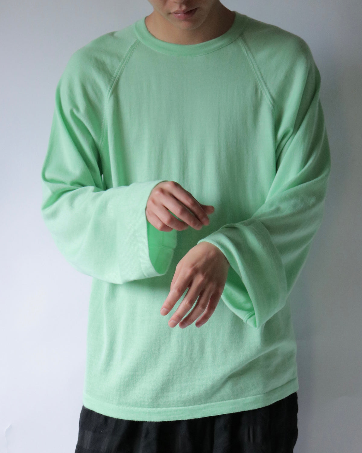 E RT / Merino long sleeve tee / Light Green