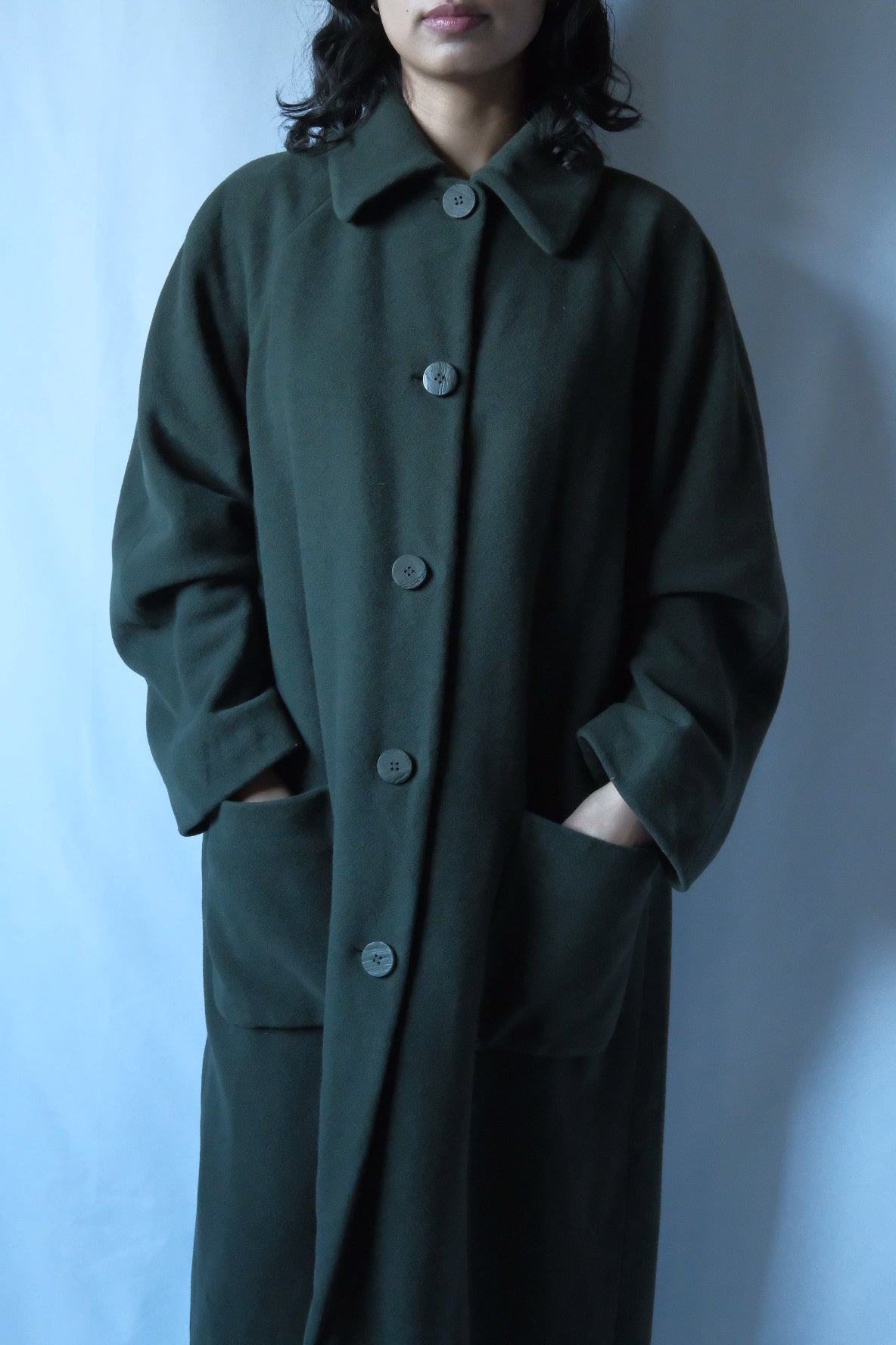 Krizia poi Olive green stand colar coat