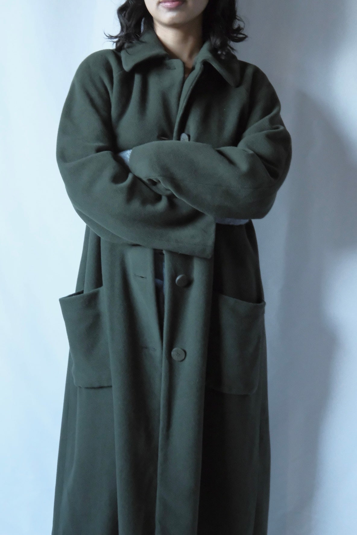 Krizia poi Olive green stand colar coat