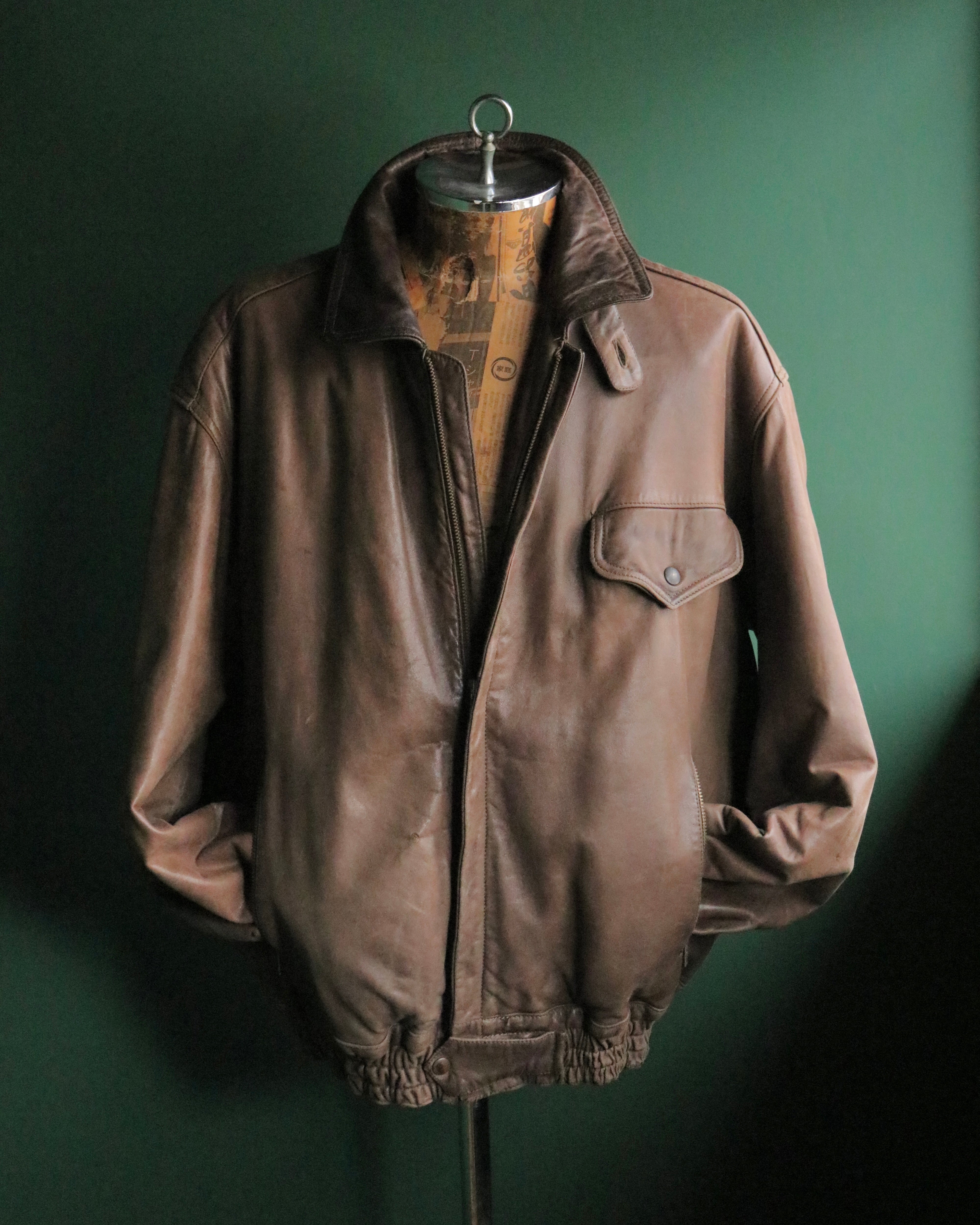 80s GIORGIO ARMANI leather flight jacket