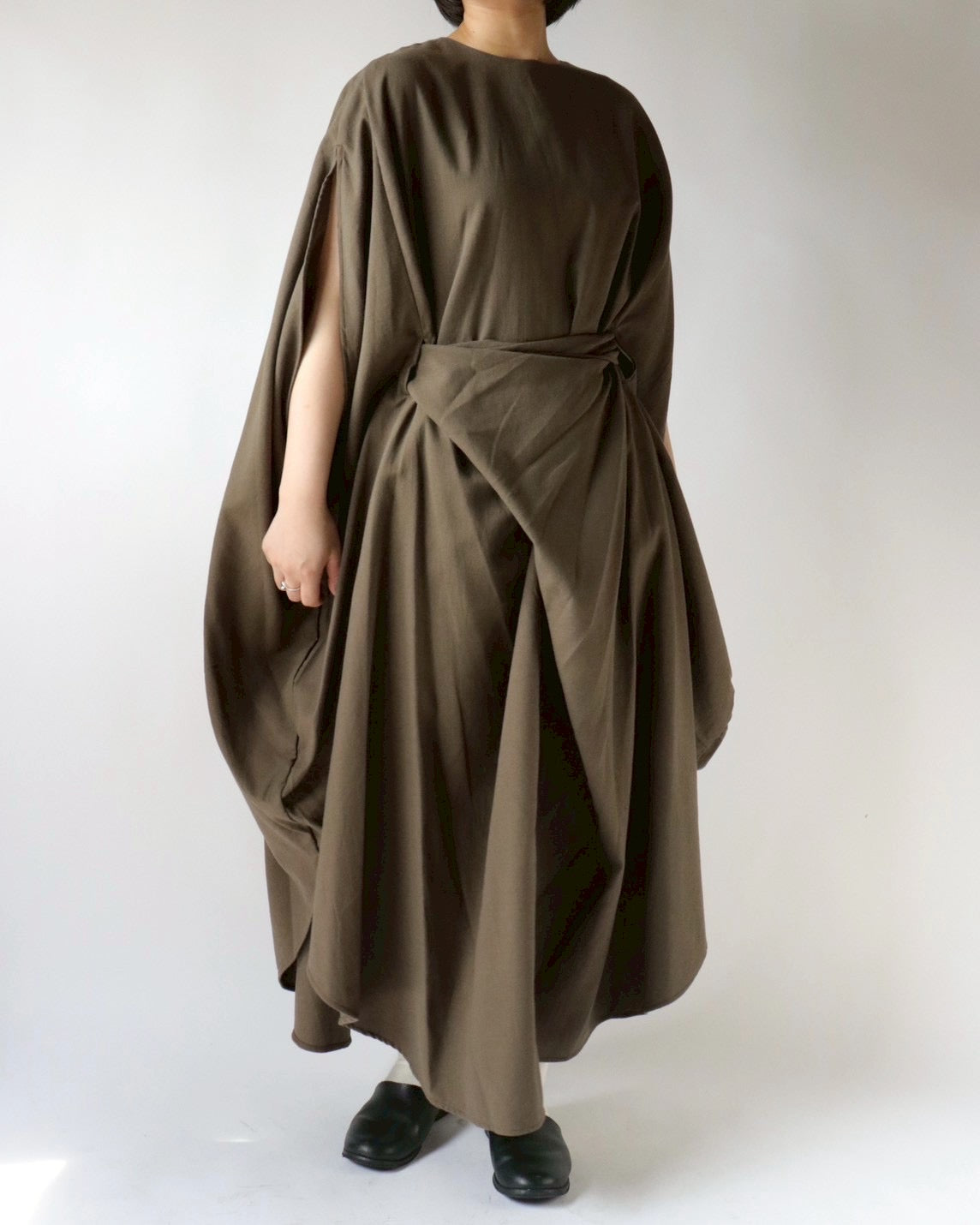 Cotton cashmere circle wrapped dress