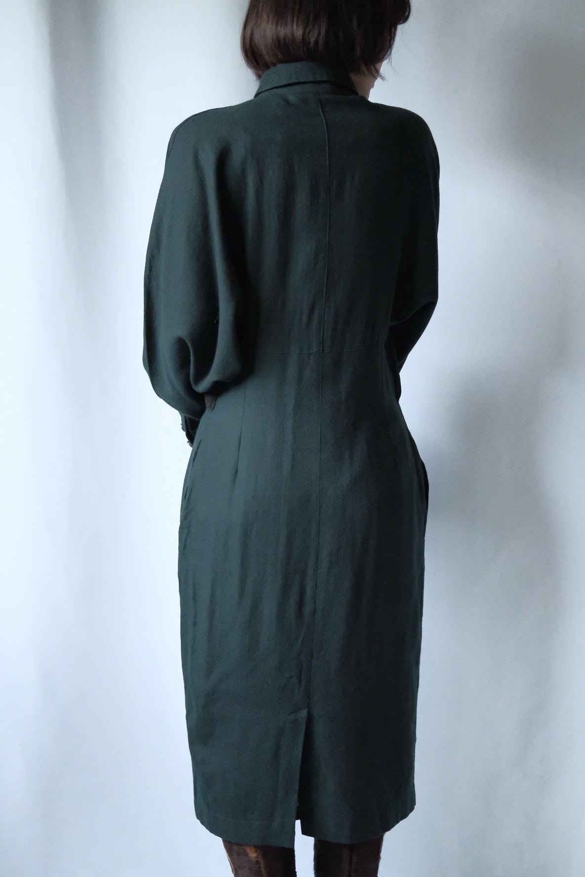 80-90s Byblos Green wool shirt one-piece