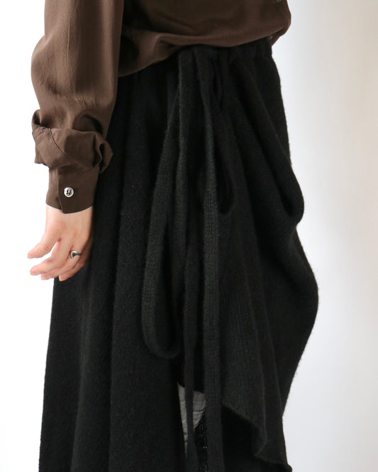 E RT N°52 Draped shetland skirt