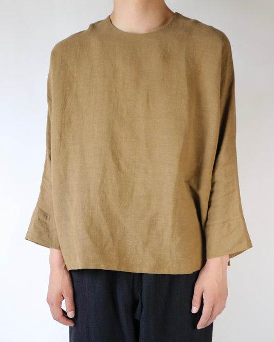 Old linen viscose canvas dolman sleeve top