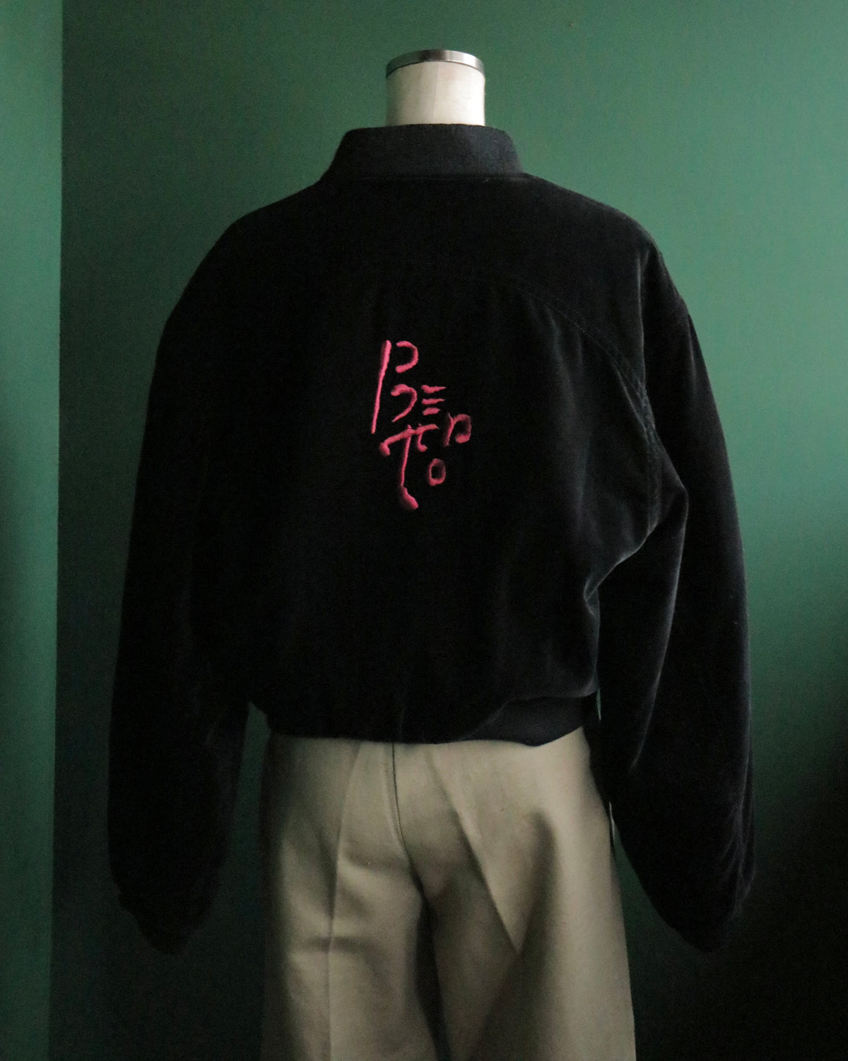 90s benetton velvet bomber jacket