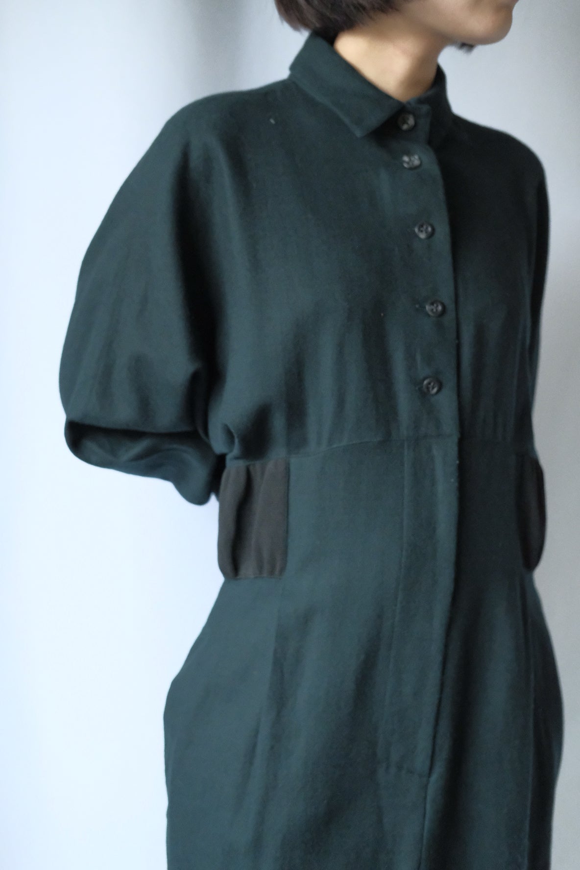 80-90s Byblos Green wool shirt one-piece