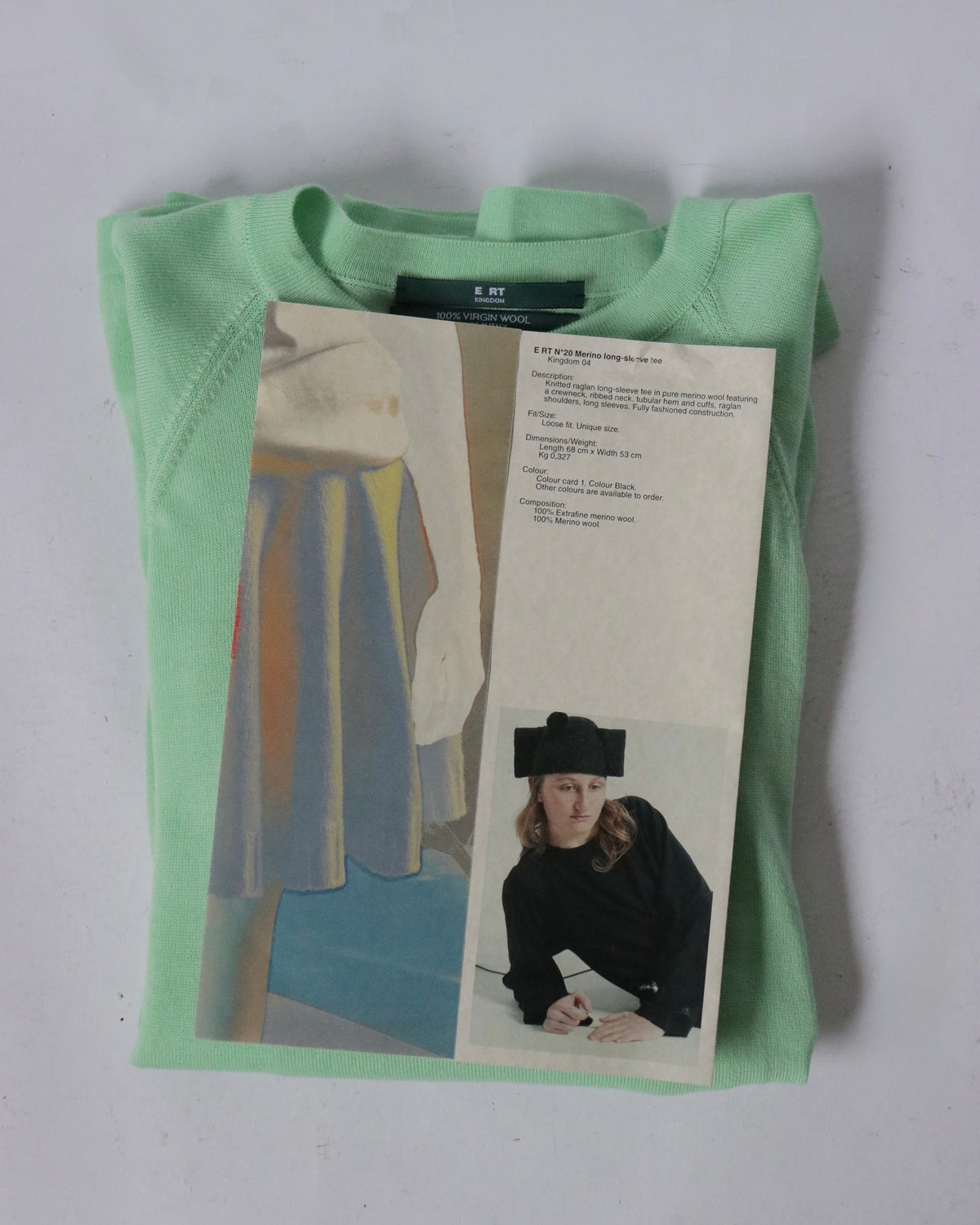 E RT / Merino long sleeve tee / Light Green