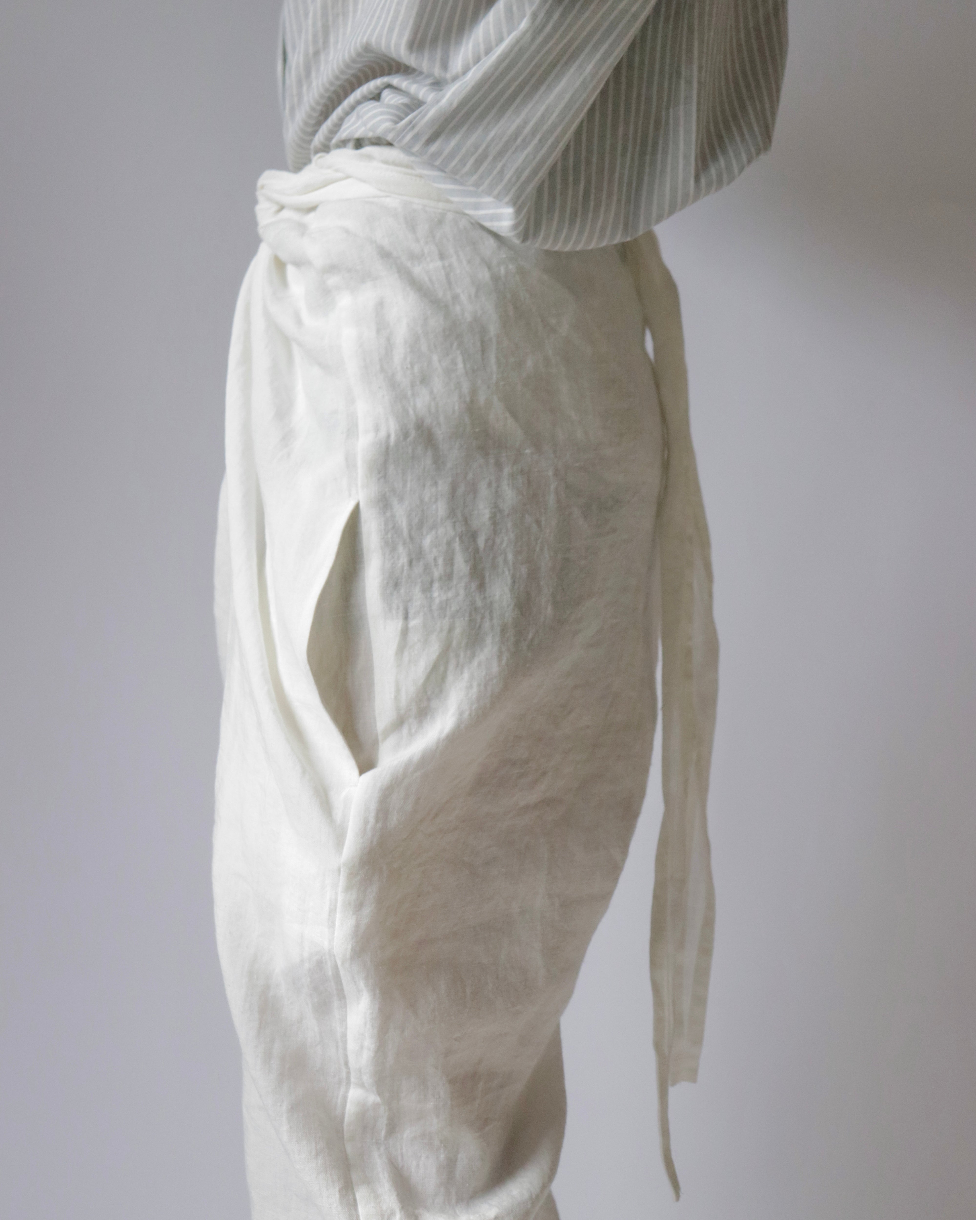 Linen sheeting wrapped pants