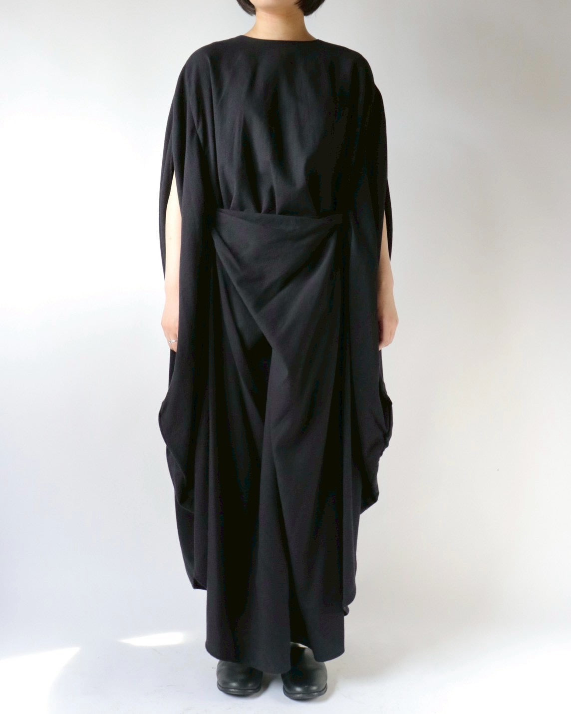 Cotton cashmere circle wrapped dress