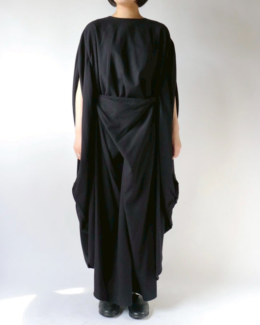 Cotton cashmere circle wrapped dress