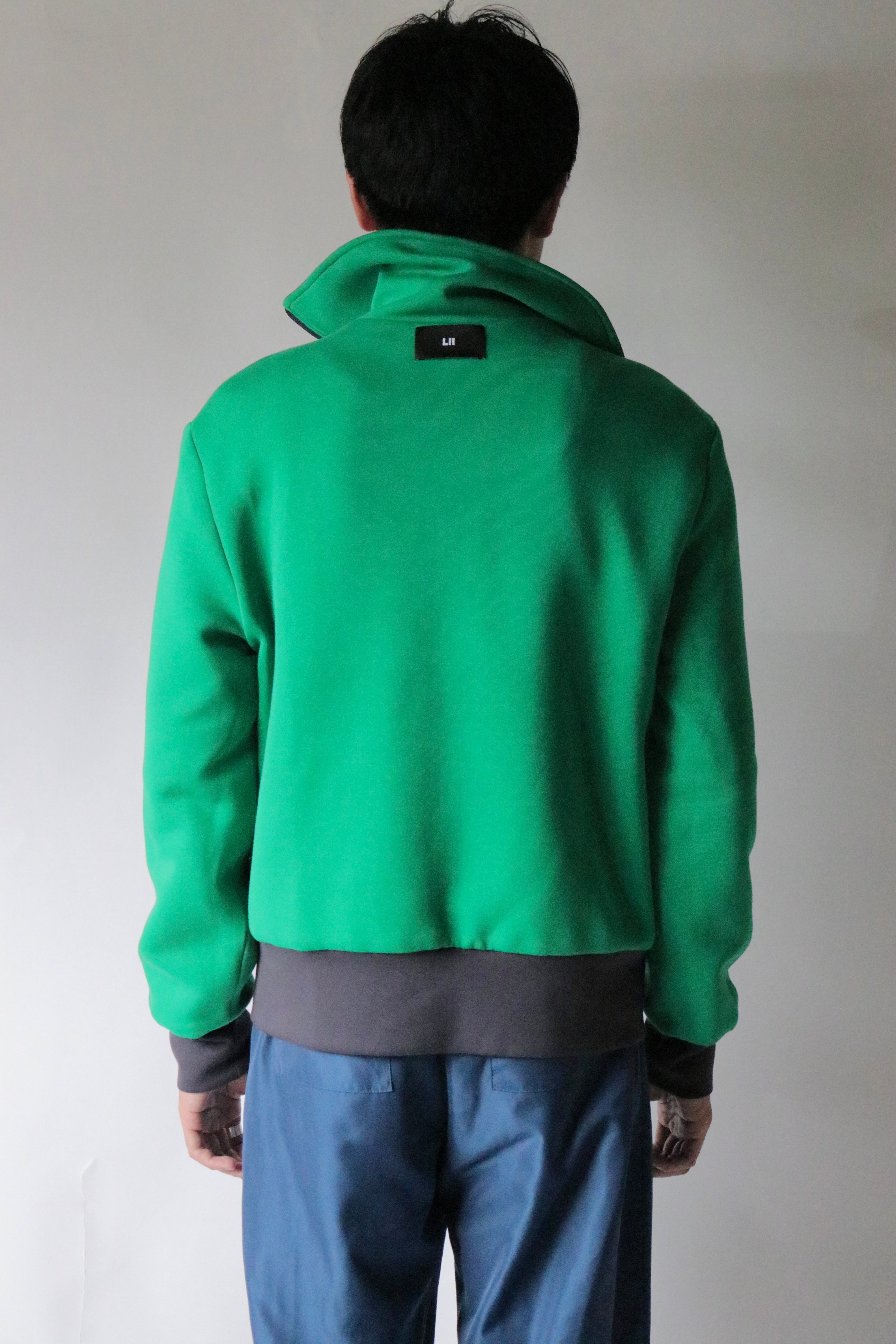 REVERSIBLE HIGH NECK ZIP JERZEY JACKET
