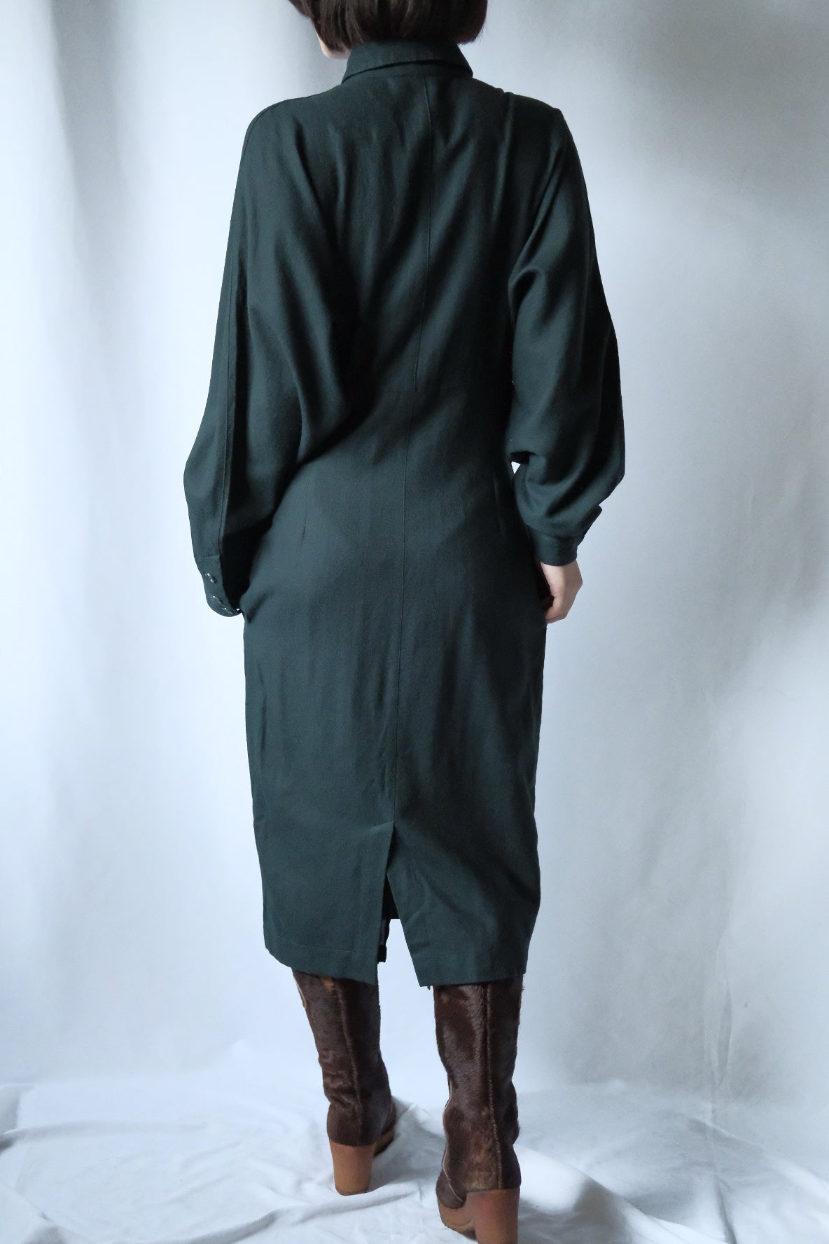 80-90s Byblos Green wool shirt one-piece