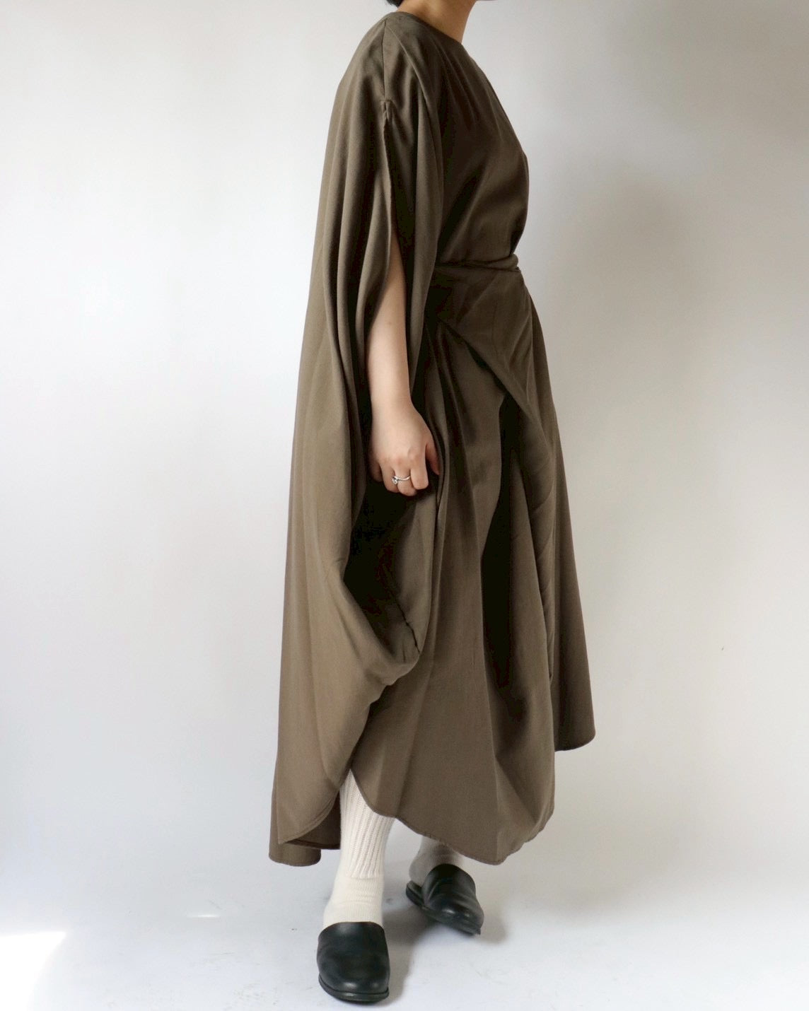Cotton cashmere circle wrapped dress