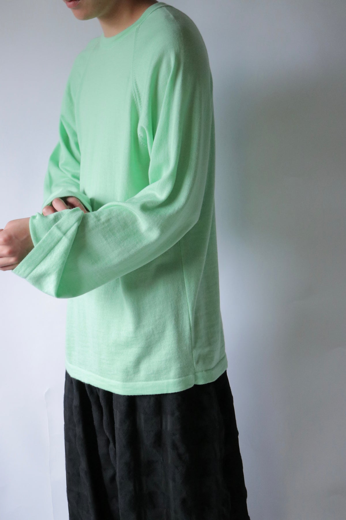 E RT / Merino long sleeve tee / Light Green