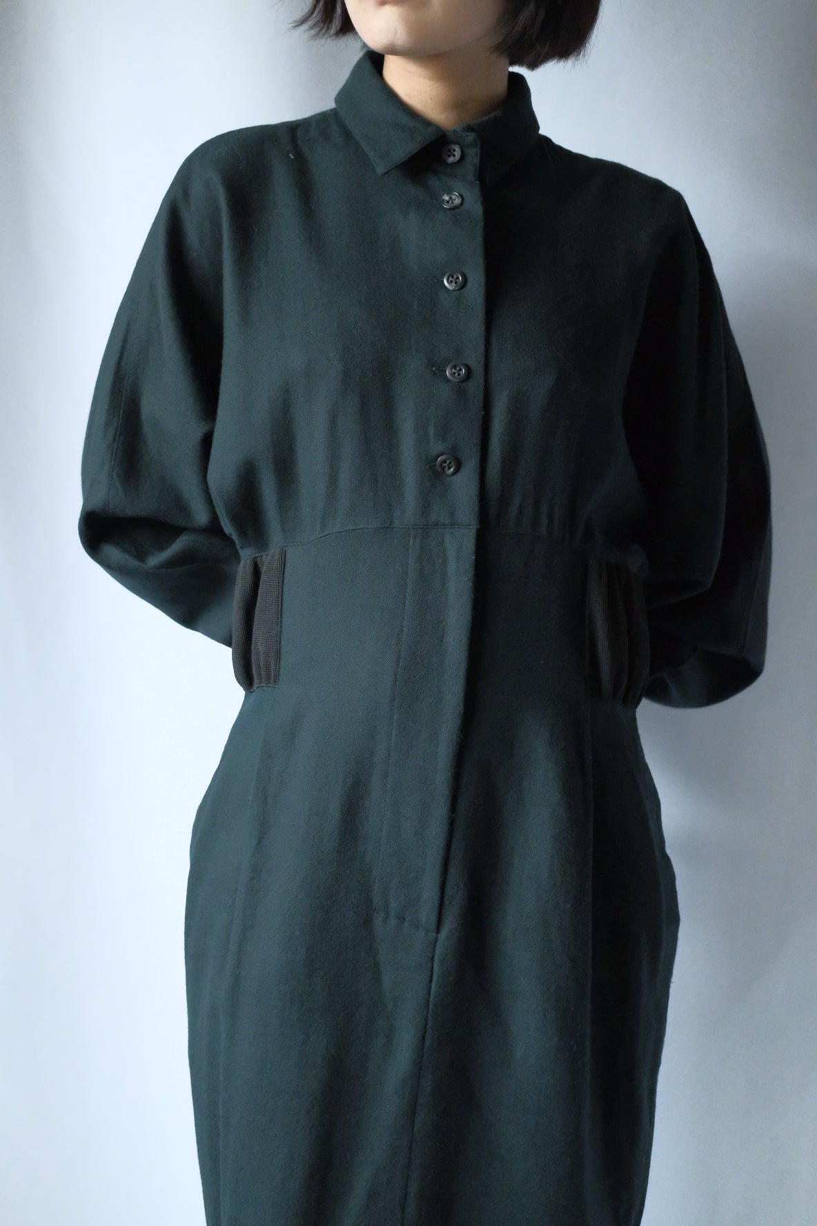 80-90s Byblos Green wool shirt one-piece