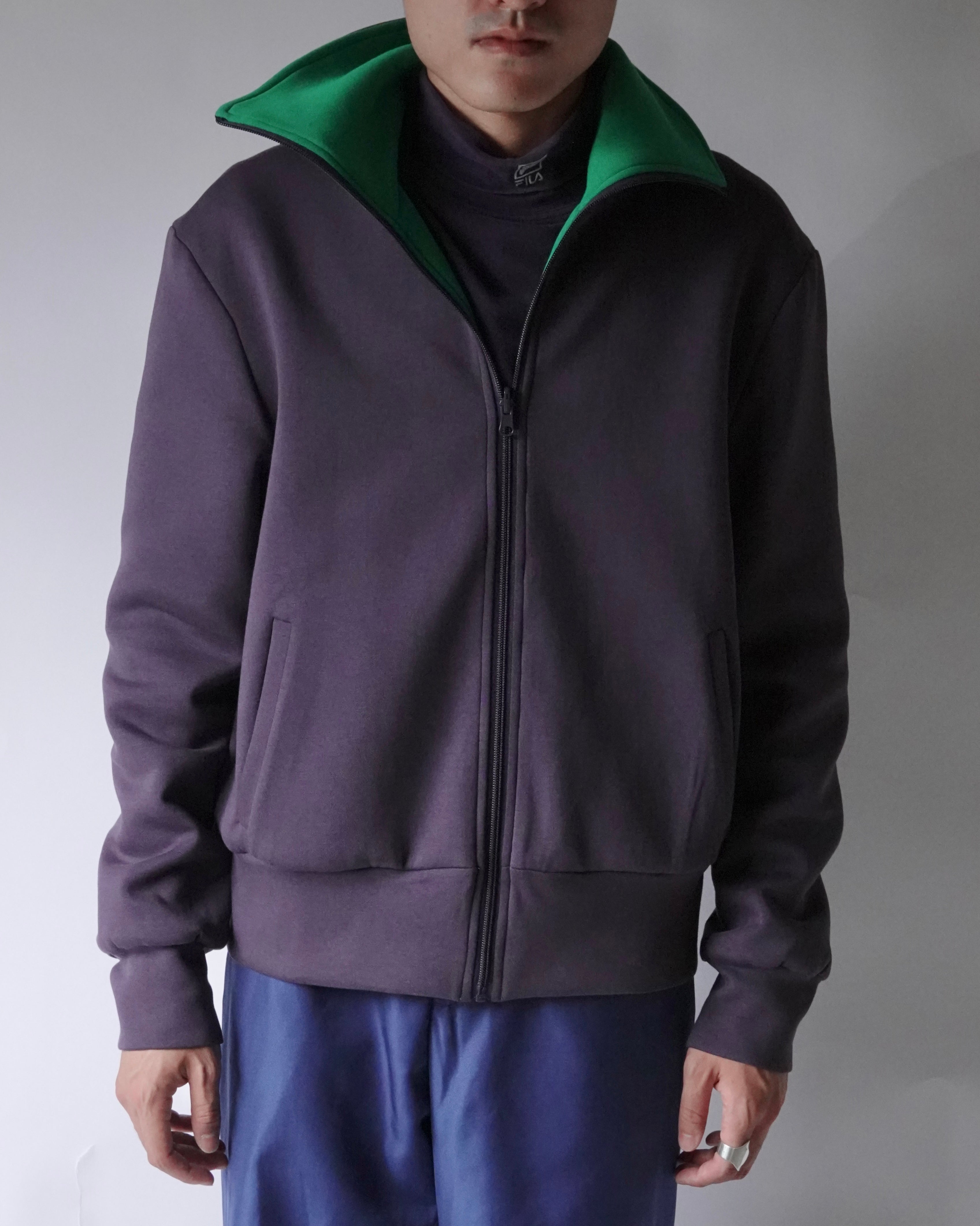 REVERSIBLE HIGH NECK ZIP JERZEY JACKET