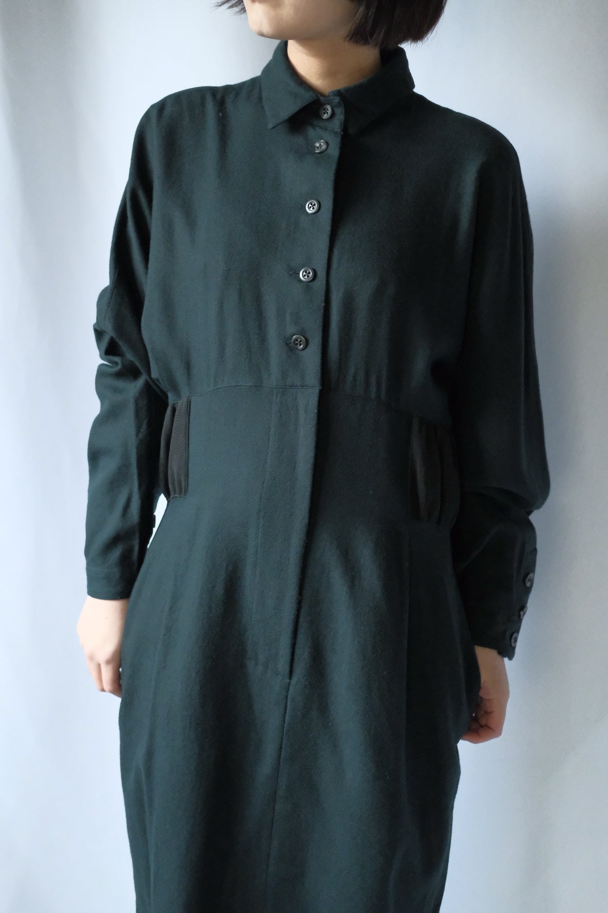 80-90s Byblos Green wool shirt one-piece